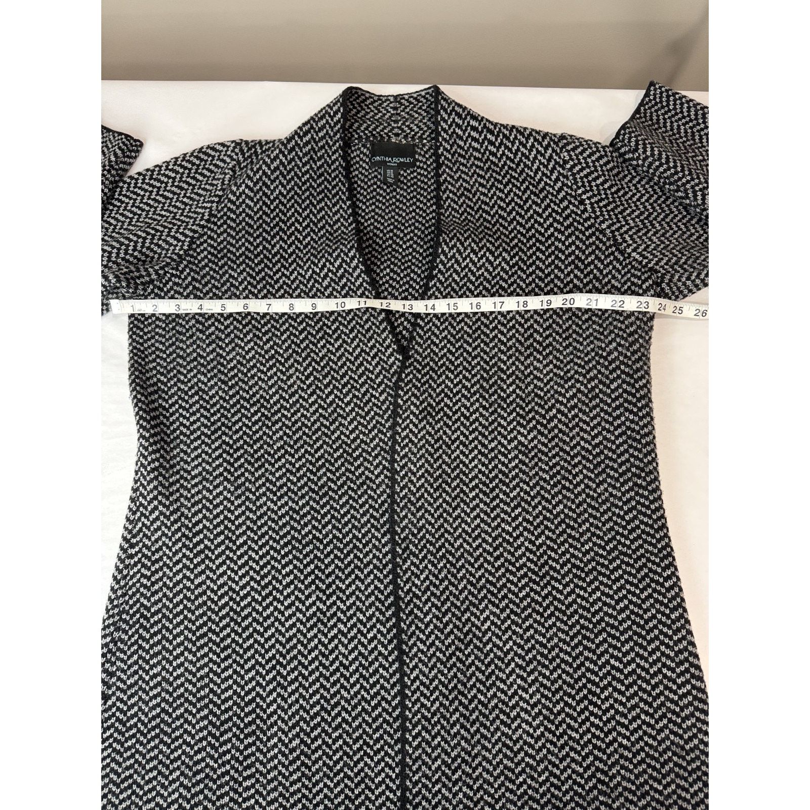 Cynthia Rowley Cynthia Rowley Wool Blend Open Front Sweater Herringbone 1X Size XL / US 12-14 / IT 48-50 - 3 Thumbnail