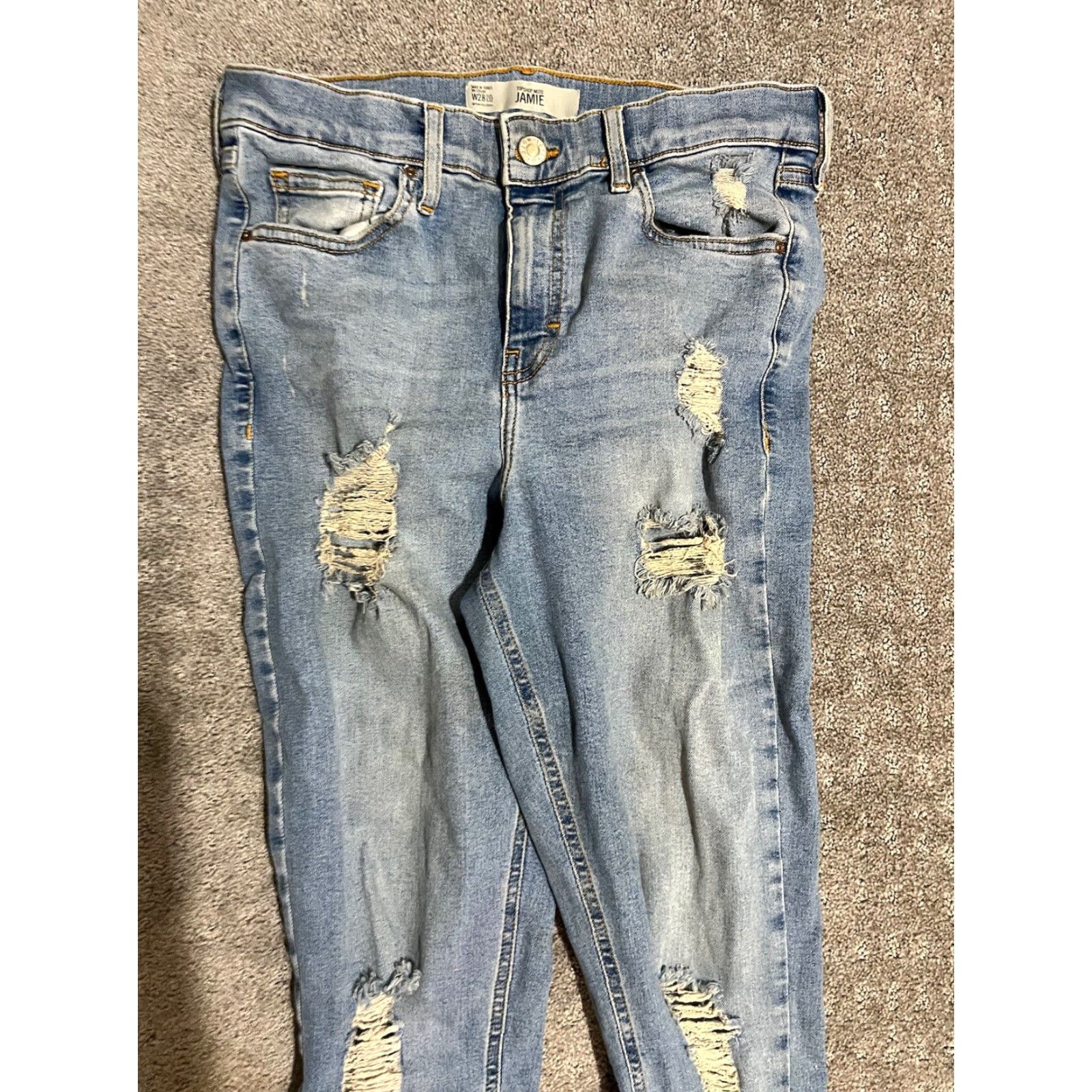 Topshop Topshop Jeans Moto 28 Mid Rise Skinny Medium Blue Denim Casual Women Adult Regular 5-Pocket Design Button Closure Machine Washable Cotton Blend Size 28" / US 6 / IT 42 - 2 Thumbnail