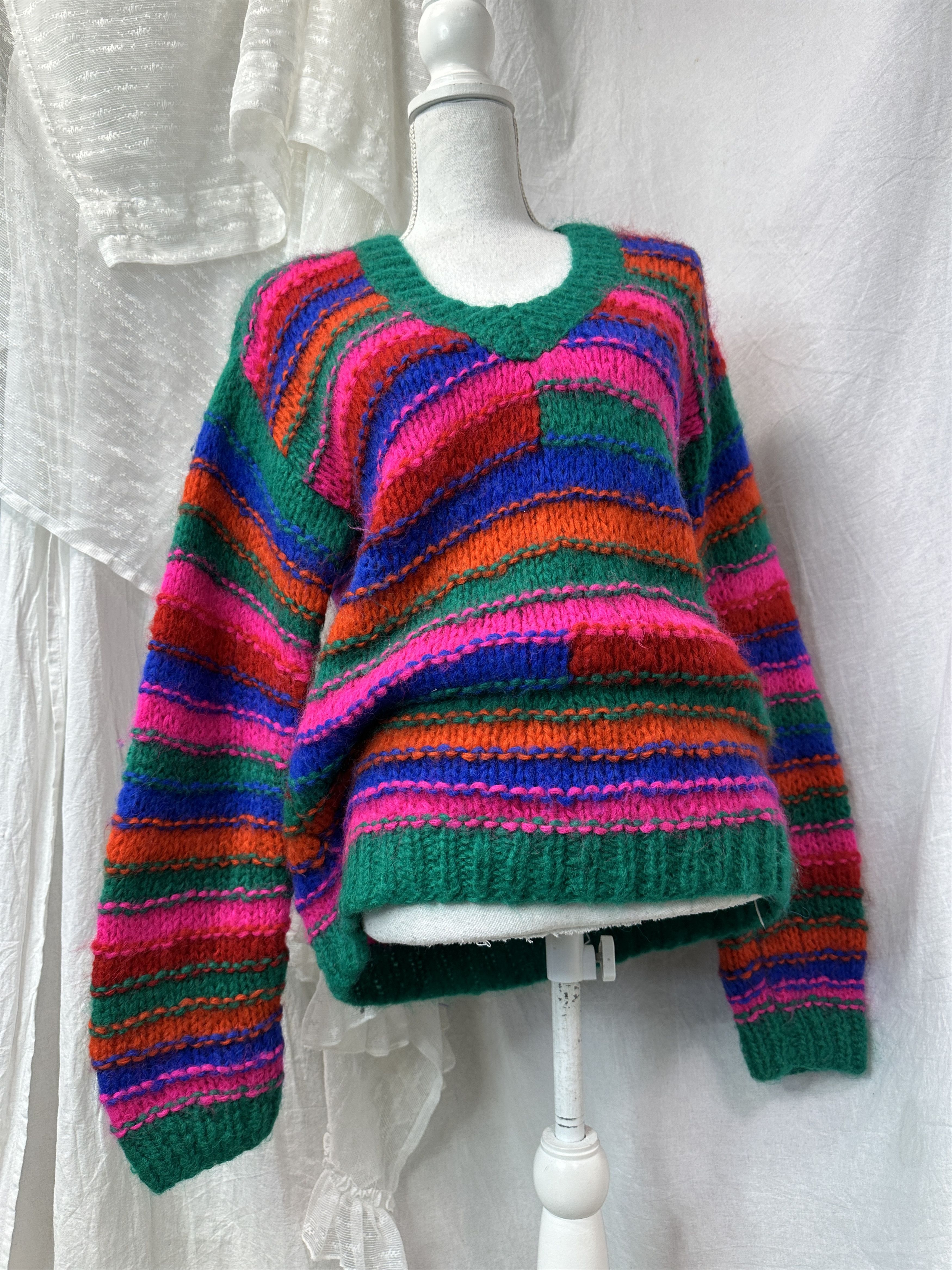 Fiorucci Vintage Woolen Striped Knitted Fiorucci Sweater Y2K Size M / US 6-8 / IT 42-44 - 1 Thumbnail