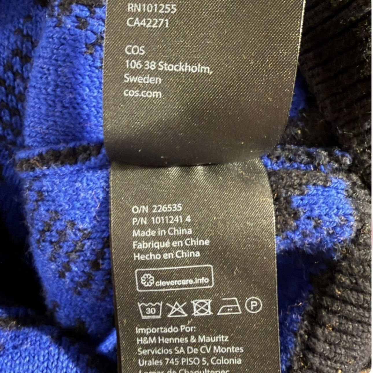 Cos COS Black/Blue Patterned Wool-Blend Sweater Vest Size Large Size US L / EU 52-54 / 3 - 6 Thumbnail
