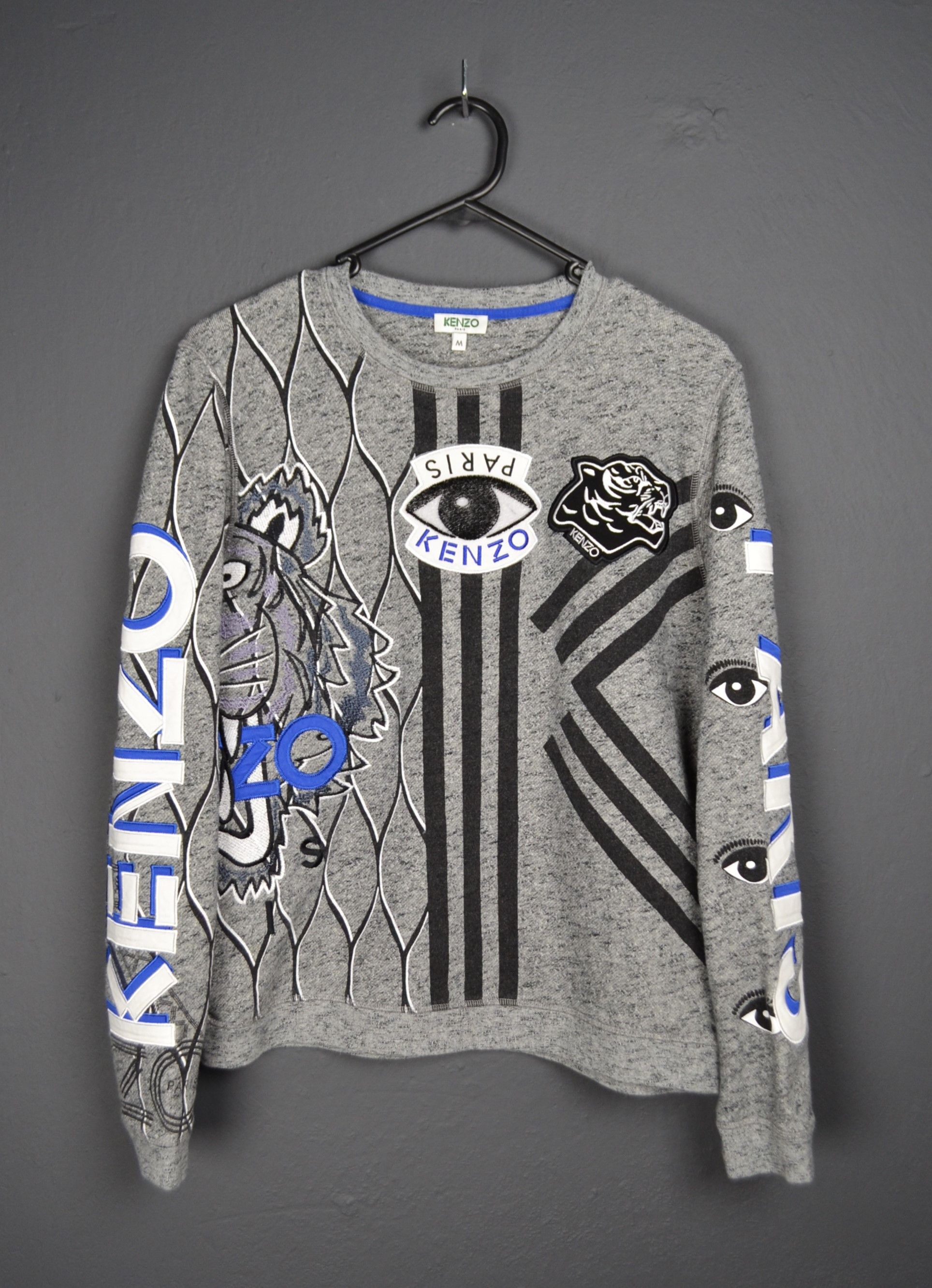 Kenzo Kenzo Grey Multi Icon Embroidered Logo Applique Sweatshirt M Size US M / EU 48-50 / 2 - 1 Thumbnail