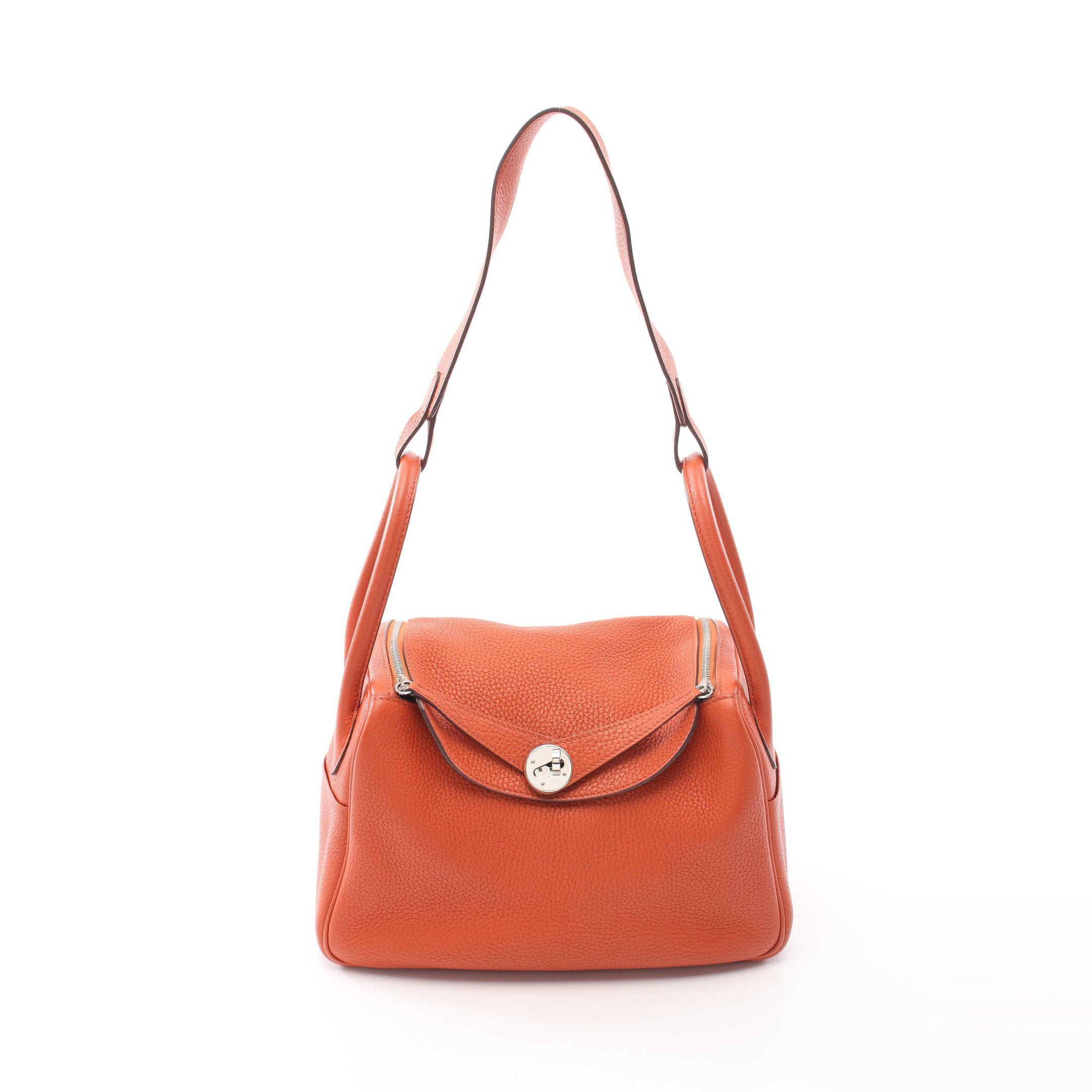 Hermes Hermes Lindy 26 Terre Battue Shoulder Bag Clemence Leather Orange Brown Silver Hardware X Stamp Size ONE SIZE - 1 Thumbnail