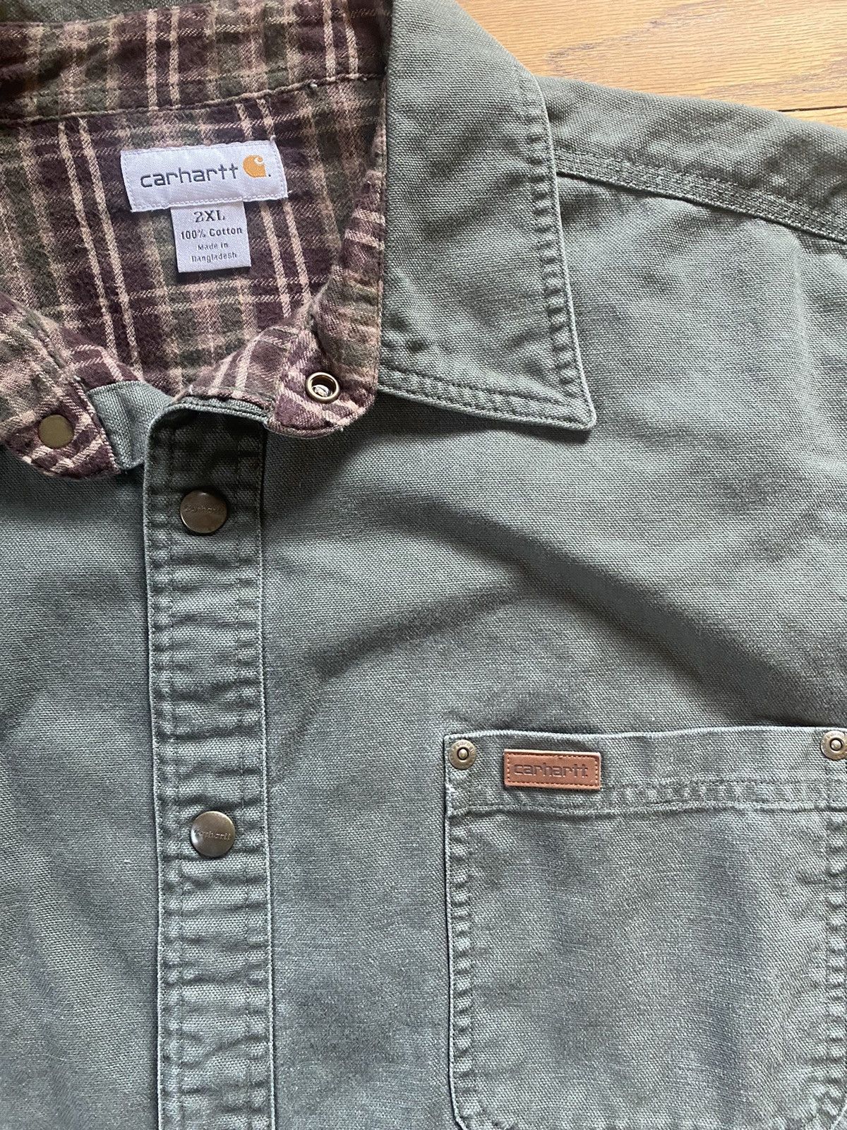 Carhartt × Vintage Vintage Snap Button MOSS Green Carhartt Jacket Size US XXL / EU 58 / 5 - 2 Thumbnail