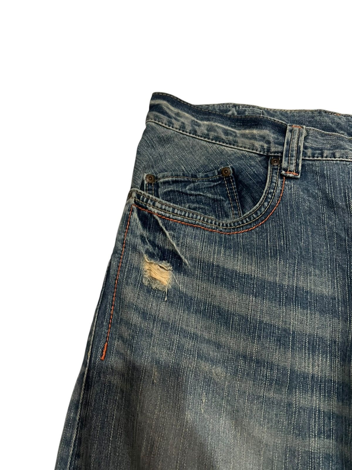 Edwin 💥Baggy💥Vintage Edwin XVS Faded Distress Backle Back Jean Size US 37 - 6 Thumbnail