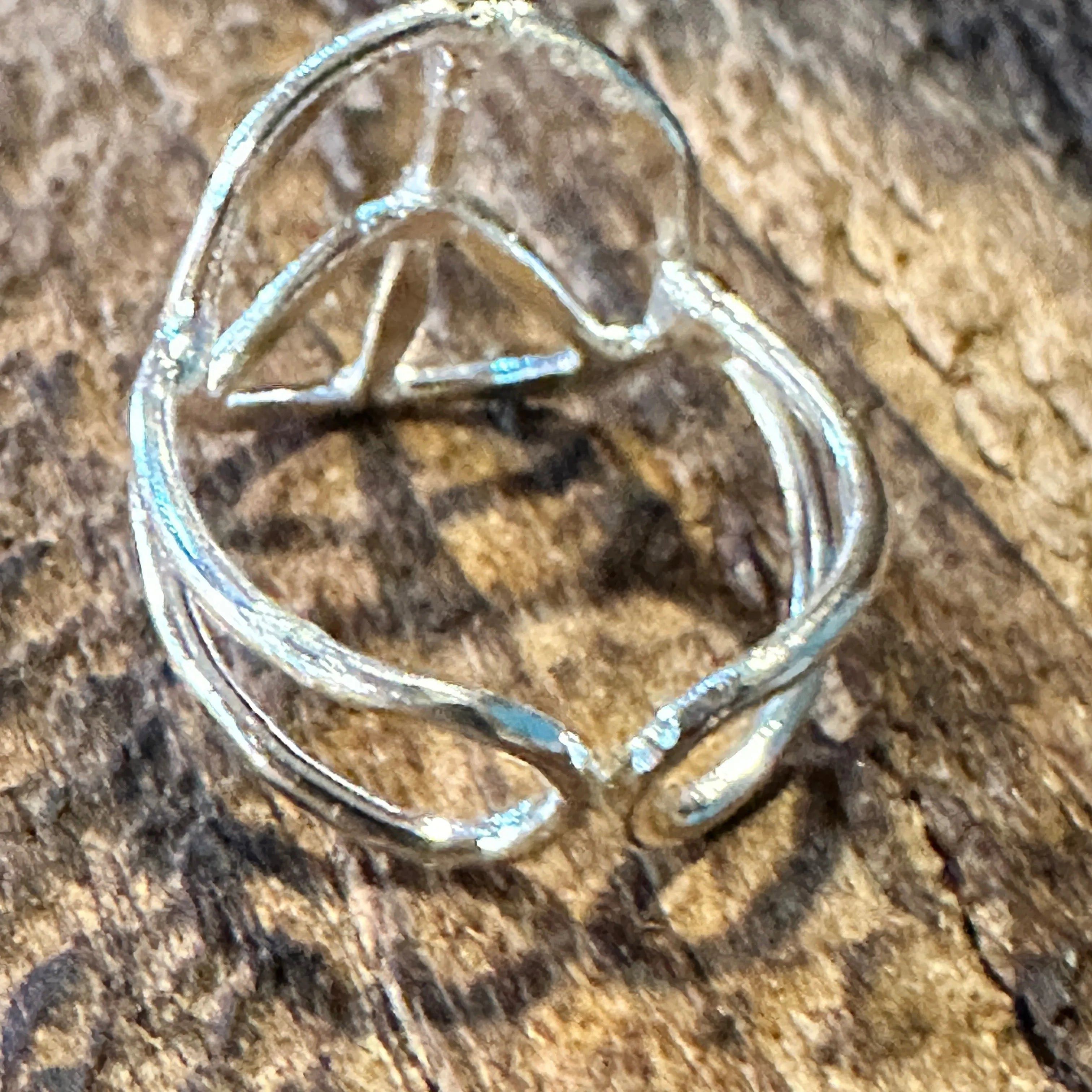 Other Handmade Artesian Hippie Silver Peace Sign Adjustable Ring, Size ONE SIZE - 6 Thumbnail