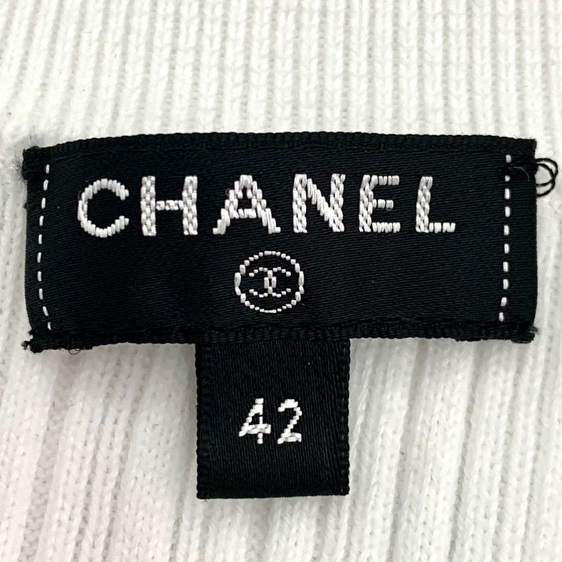 Chanel ChanelWhite logo letter cotton round-neck knitted short sle Size S / US 4 / IT 40 - 6 Thumbnail