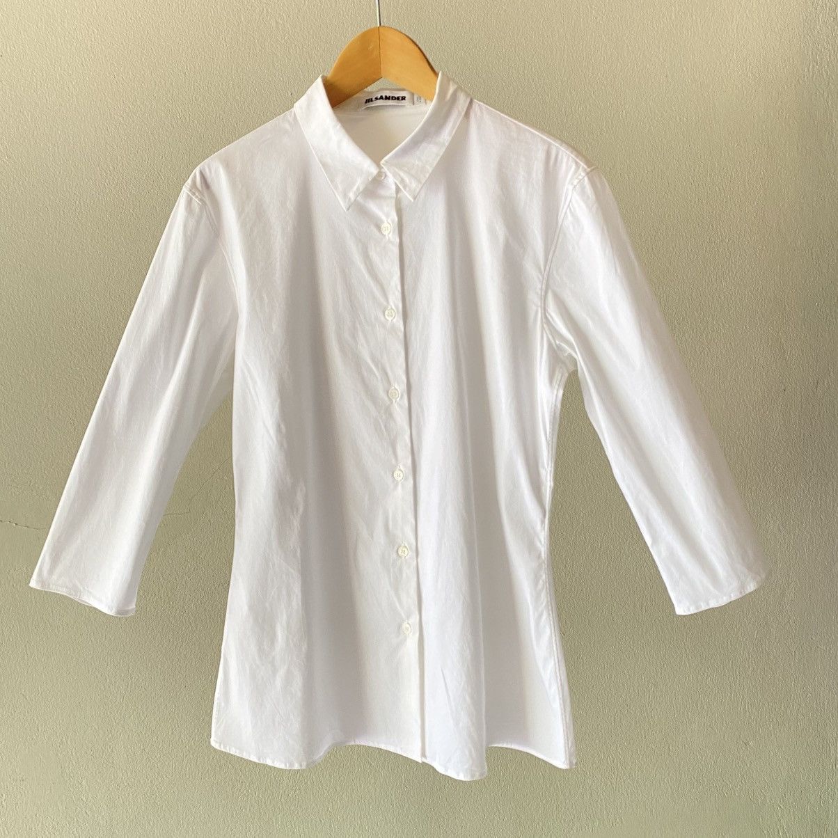 Jil Sander JIL SANDER White Collared Button-Down Blouse Size XXS / US 00 / IT 34 - 22 Thumbnail