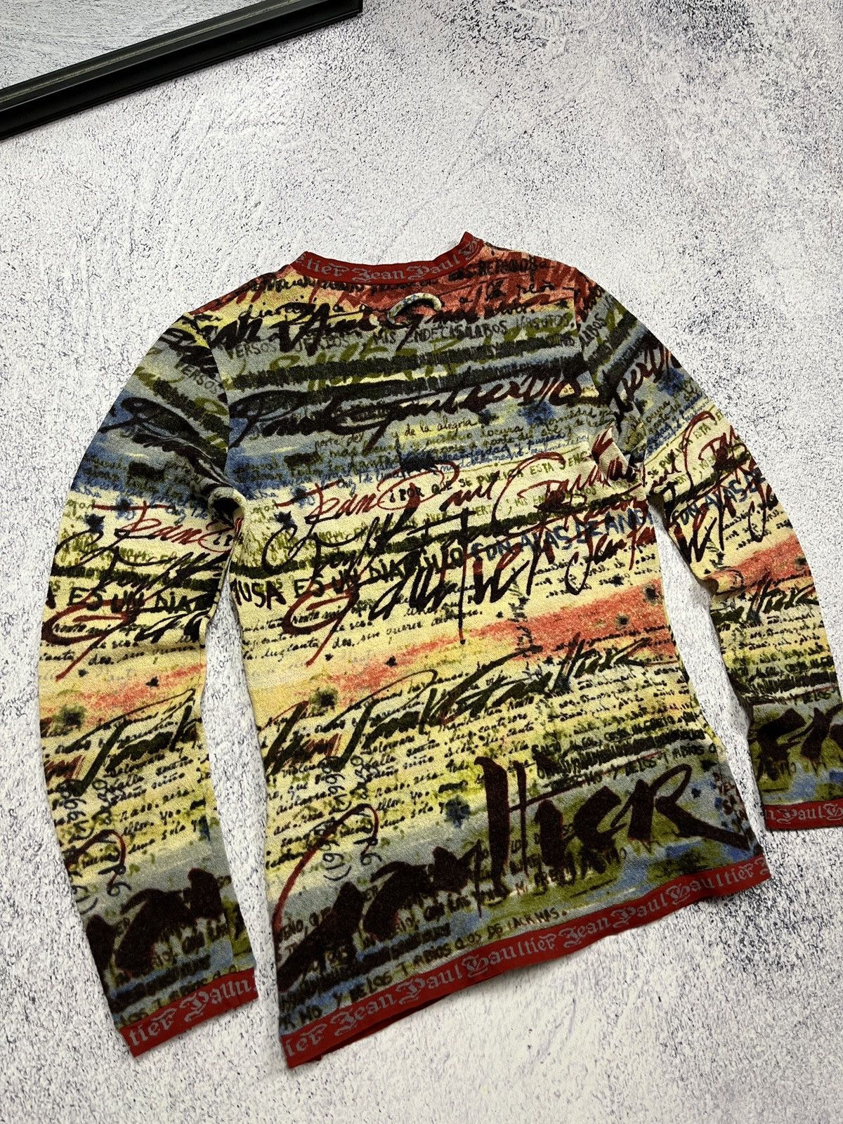 FUZZI Jean Paul Gaultier Script Calligraphy Long Sleeve Mesh Top Size M / US 6-8 / IT 42-44 - 17 Thumbnail