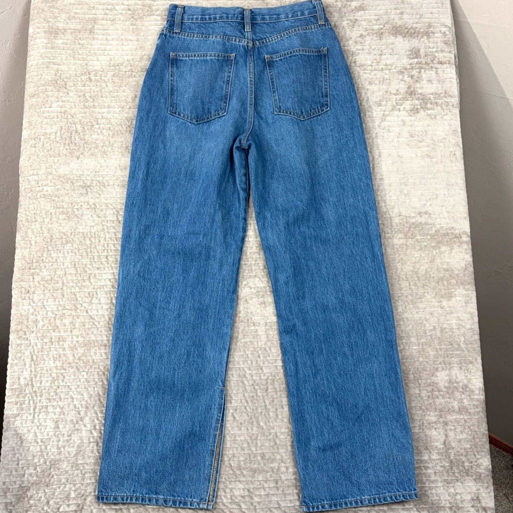 Oak + Fort Oak + Fort Jeans Wide-Leg High Waisted 27 Blue Slit 29in Inseam 100% Cotton Denim Women Size 27" / US 4 / IT 40 - 2 Thumbnail