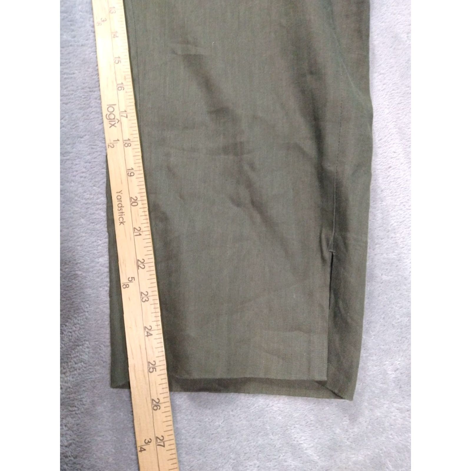 J. Jill J.Jill Pants Womens XL Green Linen Stretch Tapered Leg Crop Coastal Beachy Size 40" / US 18 - 5 Thumbnail