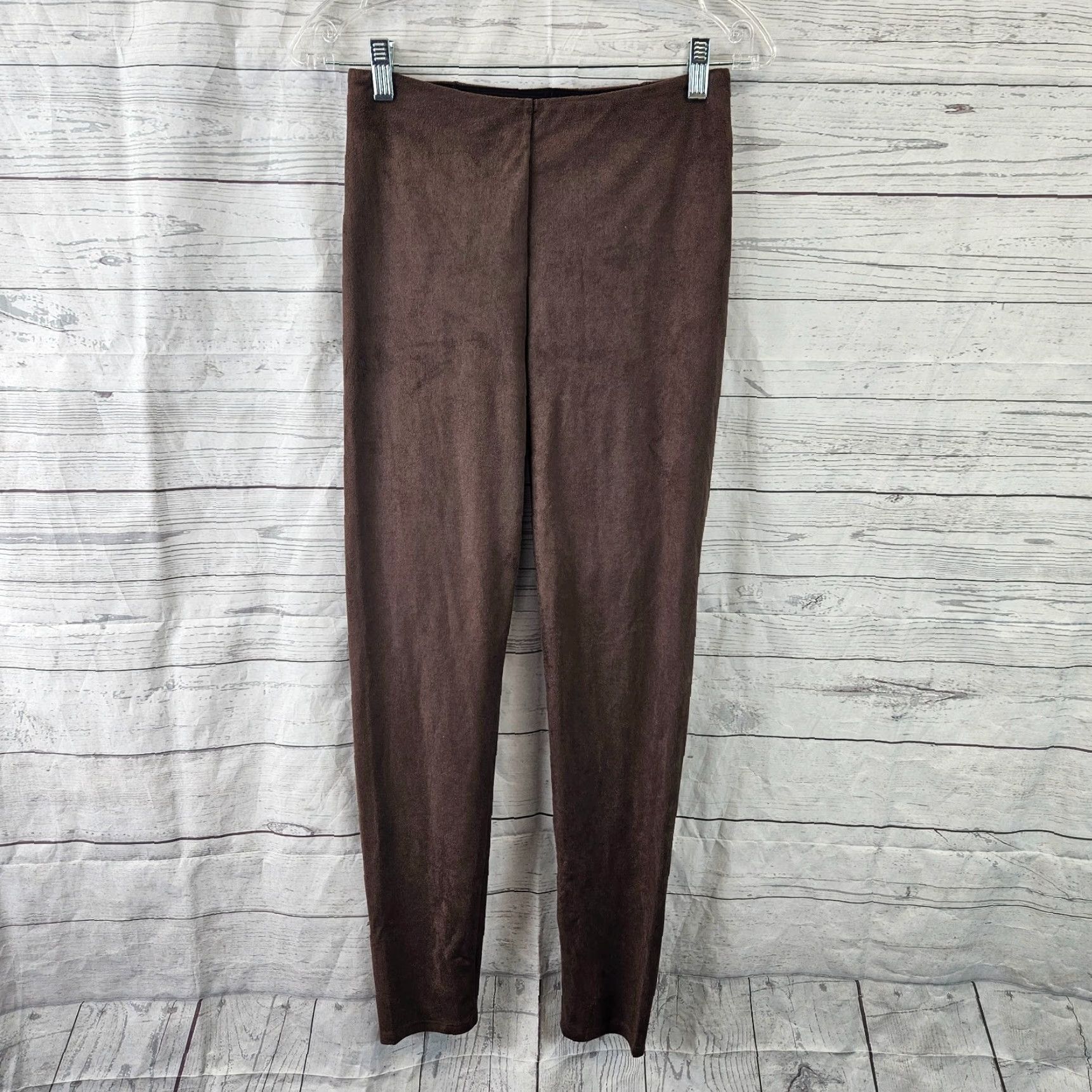 Vintage Lysse Womens Faux Suede Leggings Sz Small Brown Mid Rise Pull On Leggings Mens? Size 28" / US 6 / IT 42 - 2 Thumbnail