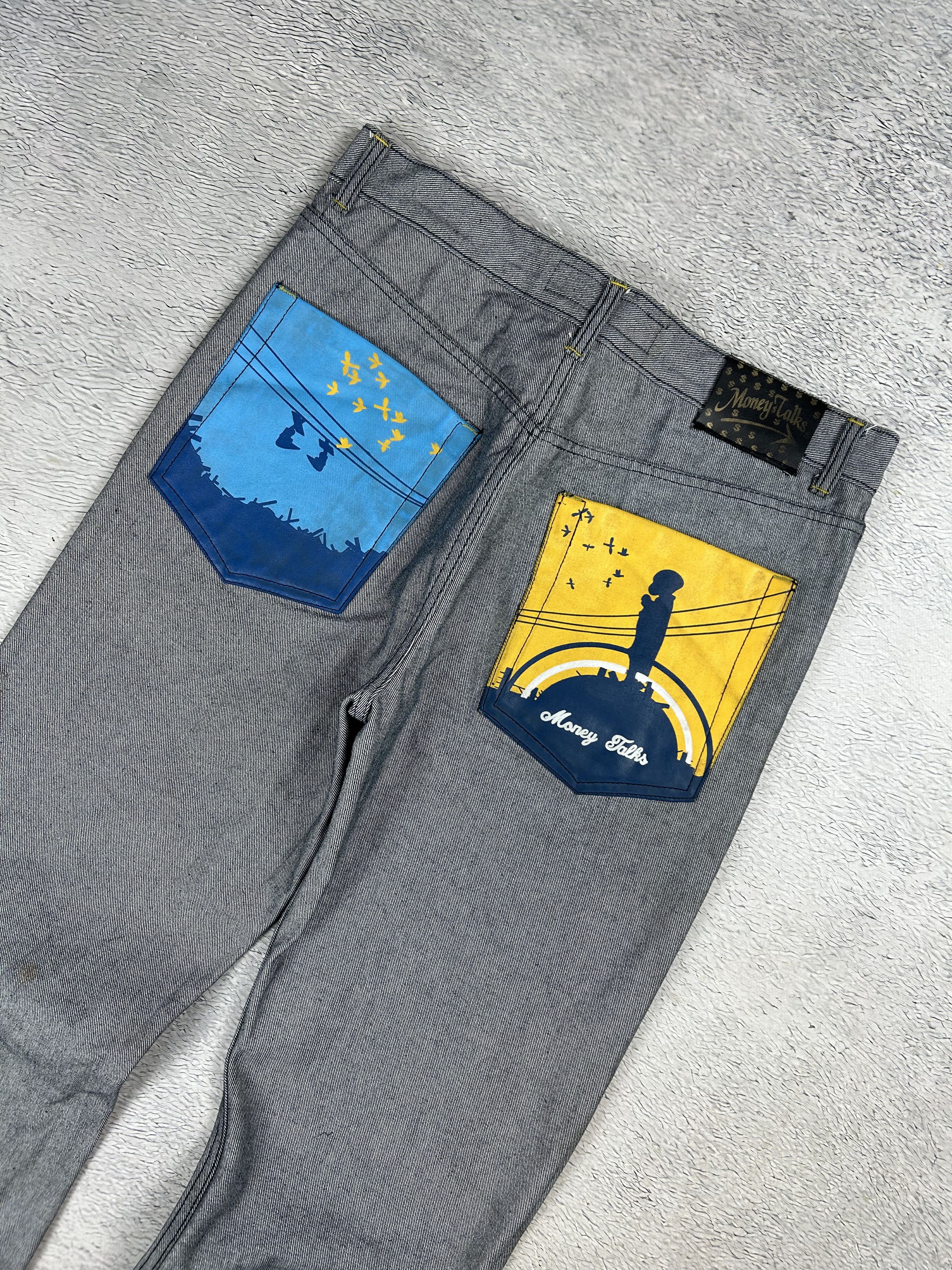 JNCO × Japanese Brand CRAZY vintage Money Talks jeans Big Back Logo Coogi Style Size US 36 / EU 52 - 2 Thumbnail