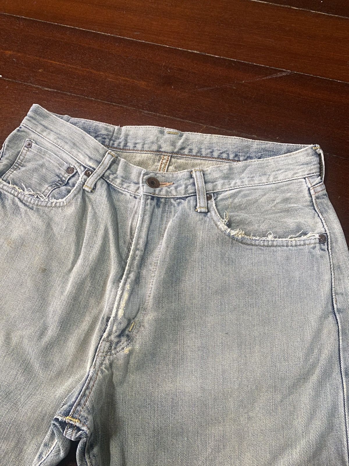 Edwin VINTAGE EDWIN 505 SELVEDGE DISTRESSED DENIM JEANS mud wash Size US 33 - 7 Thumbnail