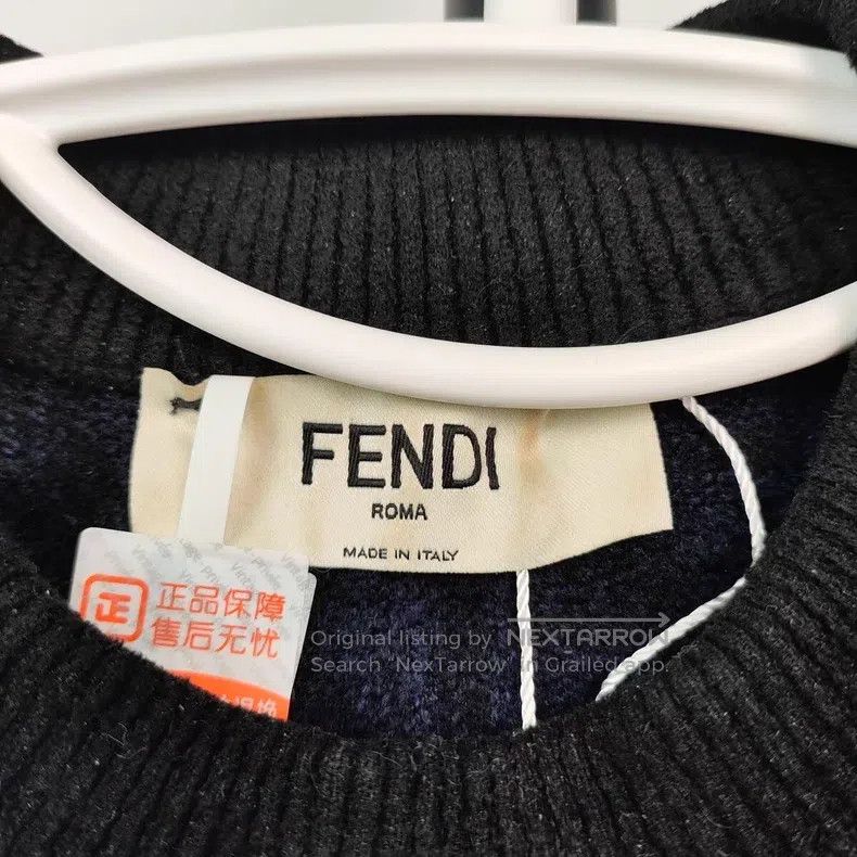 Fendi Fendi Blue knitted sweater with all-over printed logo Size S / US 4 / IT 40 - 3 Thumbnail