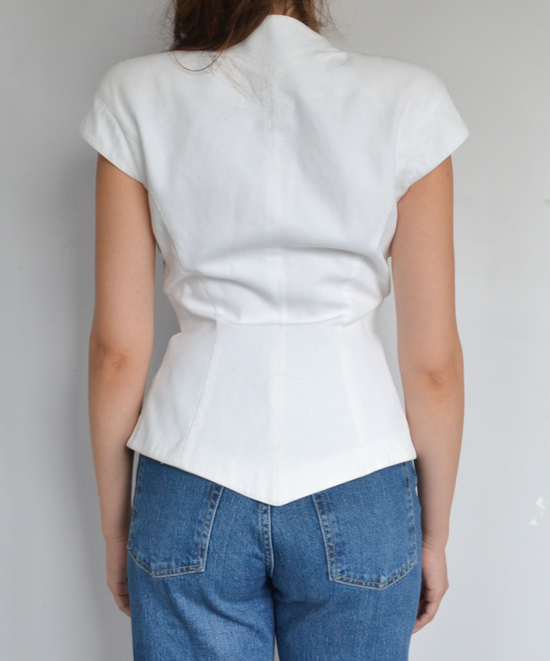 Thierry Mugler THIERRY MUGLER Corset Jacket Top Set Vest Skirt 90s White Size M / US 6-8 / IT 42-44 - 5 Thumbnail