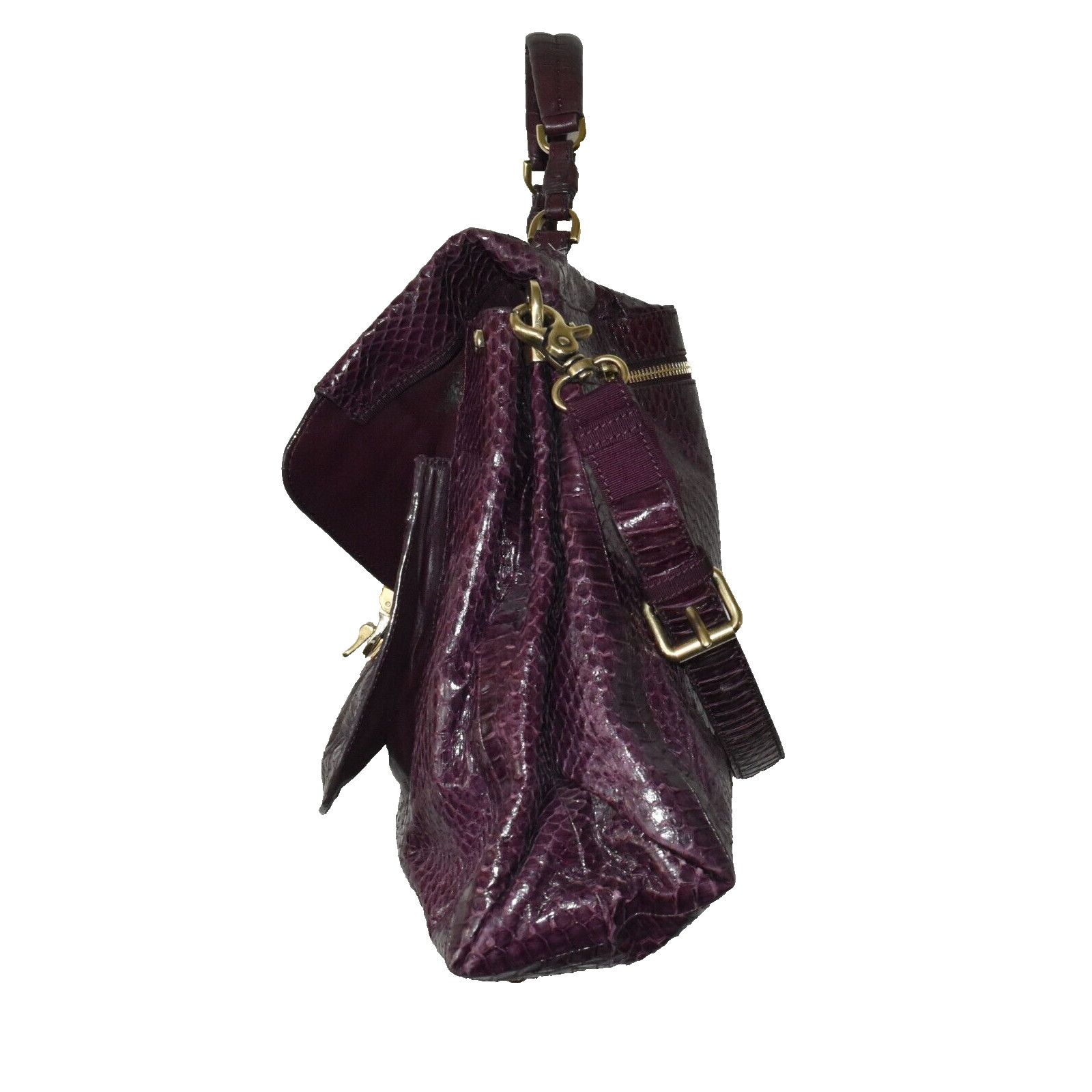 Nina Ricci NINA RICCI Python Texture Leather FoldOver Liane Satchel Bag Size ONE SIZE - 4 Thumbnail