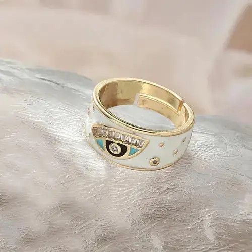 Japanese Brand × Jewelry × Vintage Creative Handmade Charming Enamel Heart Ring Eye y2k Size ONE SIZE - 4 Thumbnail