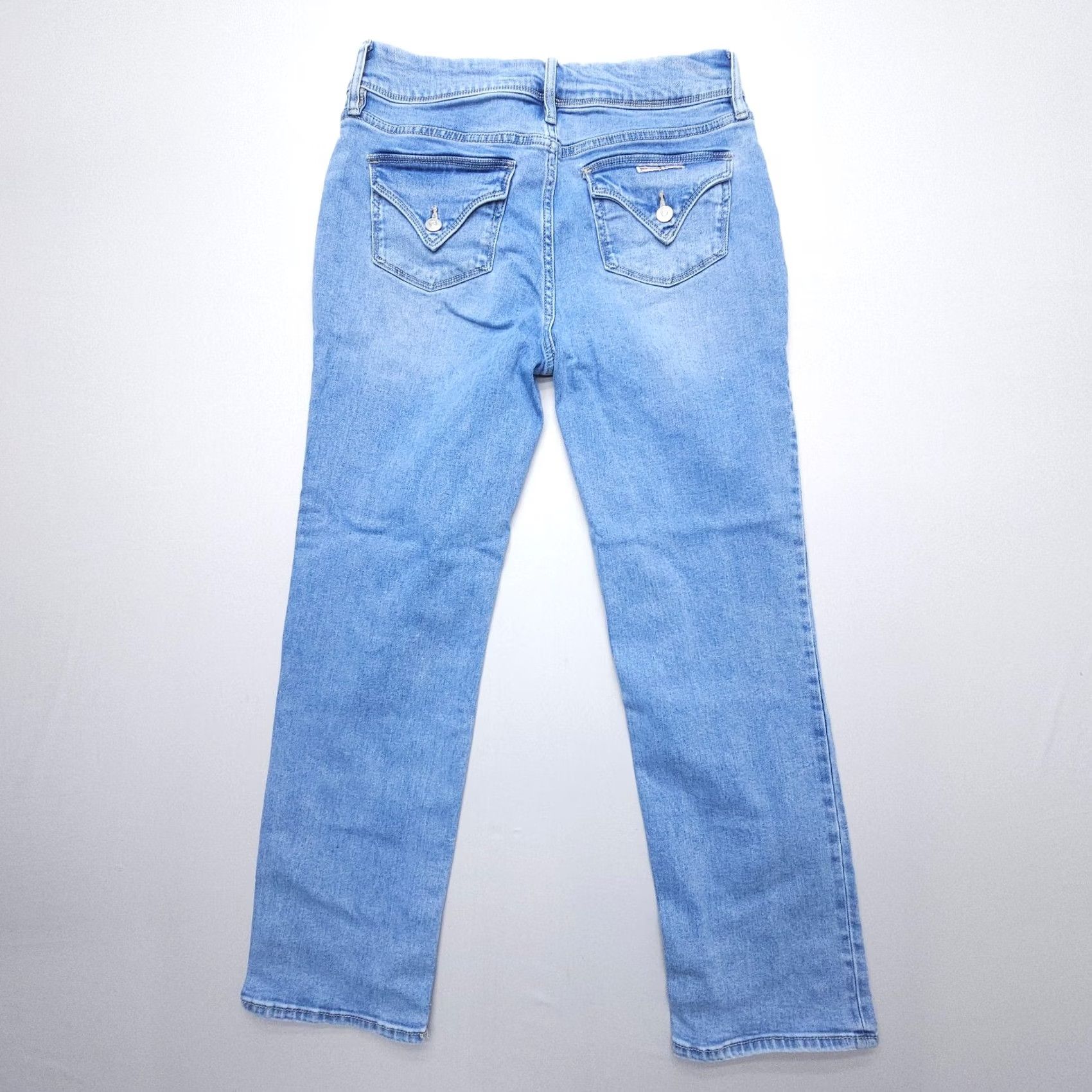 Hudson Hudson Jeans Womens 8 Light Wash Mid Rise Straight 5-Pocket Denim Leather Button Zip Jeans Blue Pant Mens Womens Boys Girls Size 30" / US 8 / IT 44 - 2 Thumbnail