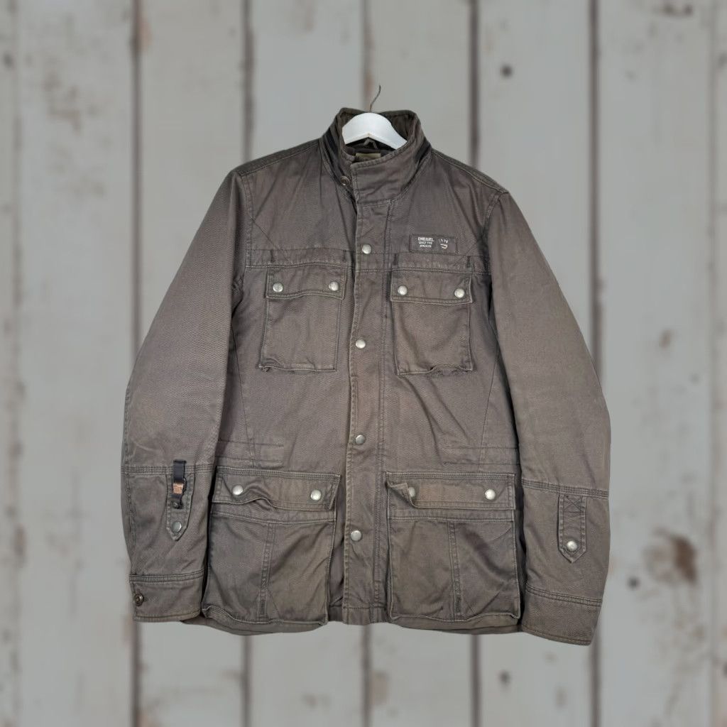 Diesel M65 Field Jacket Mens Large Gray Utility Pocket Military Only The Brave