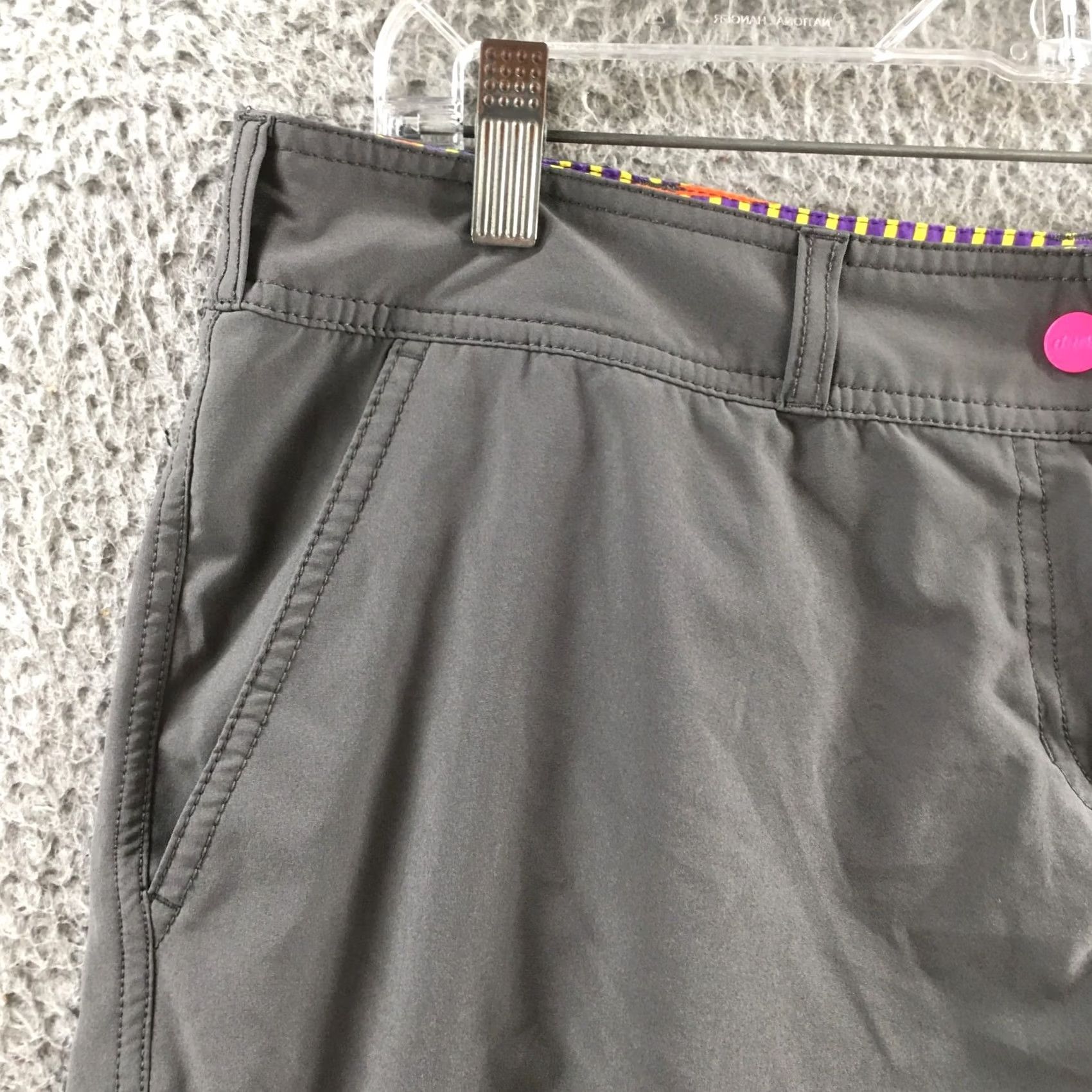 Vintage Dudé Shorts Womens Large Gray Zip Fly Regular Fit Flat Front Casual Comfort Size 36" / US 14 / IT 50 - 2 Thumbnail