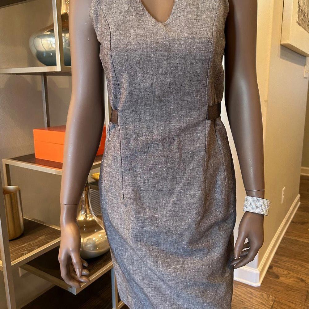 Banana Republic Banana Republic Heather Gray Linen Ribbon Dress Size S / US 4 / IT 40 - 4 Thumbnail