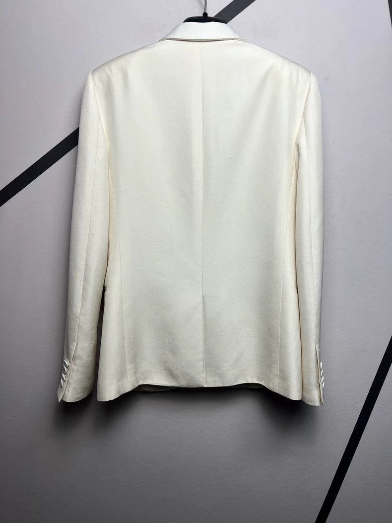 Saint Laurent Paris Saint Laurent White Silk Smoking Jacket-2507 Size US L / EU 52-54 / 3 - 8 Thumbnail