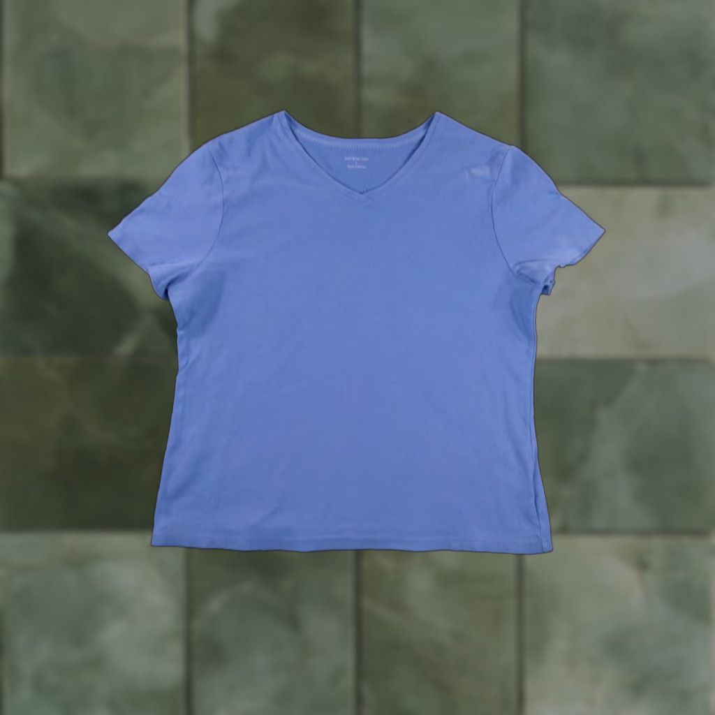 Croft & Barrow VINTAGE Croft & Barrow Top Women L Blue Base Layer Capsule Everyday Basic Short Sleeve Size L / US 10 / IT 46 - 1 Thumbnail
