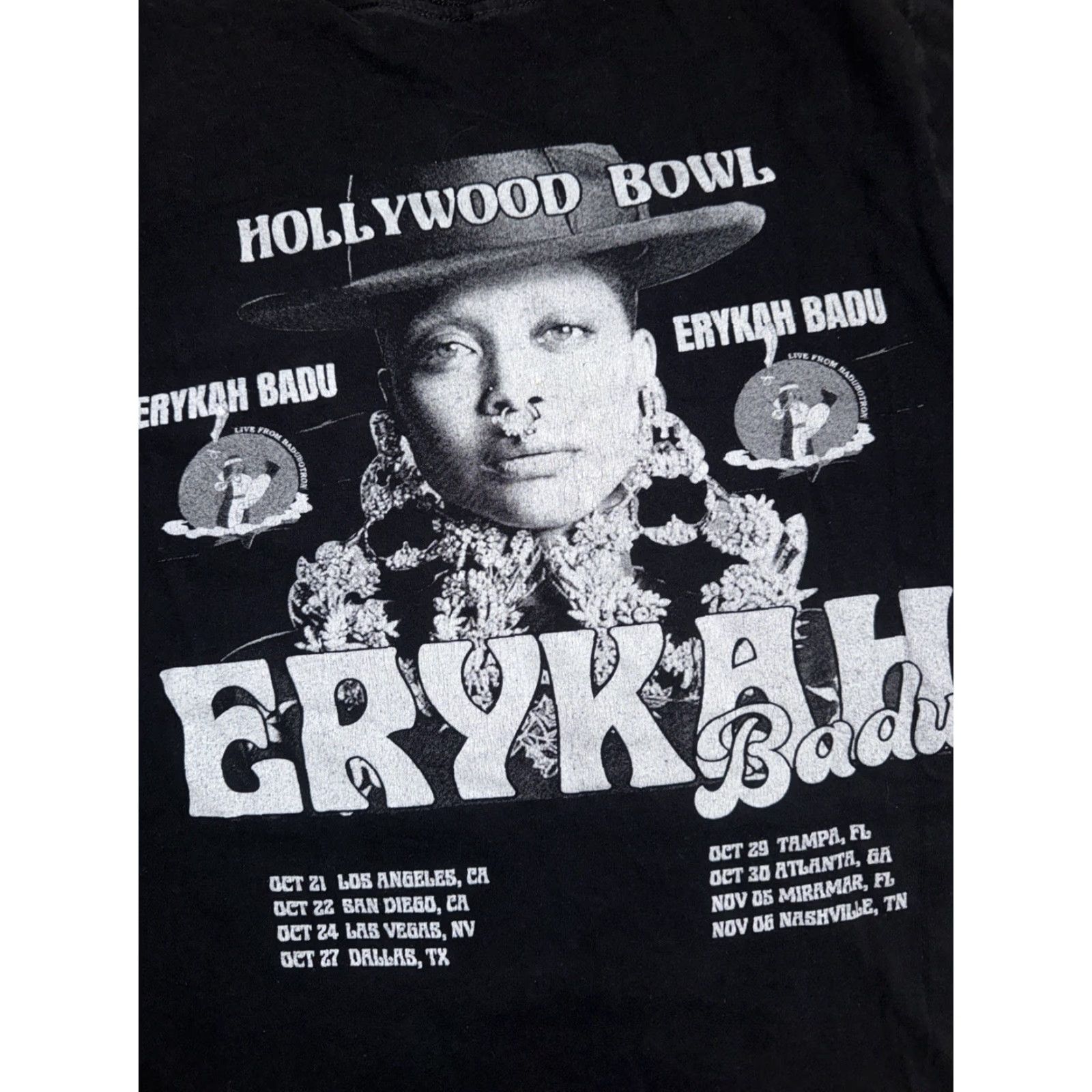 Vintage VINTAGE Erykah Badu Hollywood Bowl Tour Concert T-Shirt Black Adult Medium 18x25 Mens Size US M / EU 48-50 / 2 - 4 Thumbnail