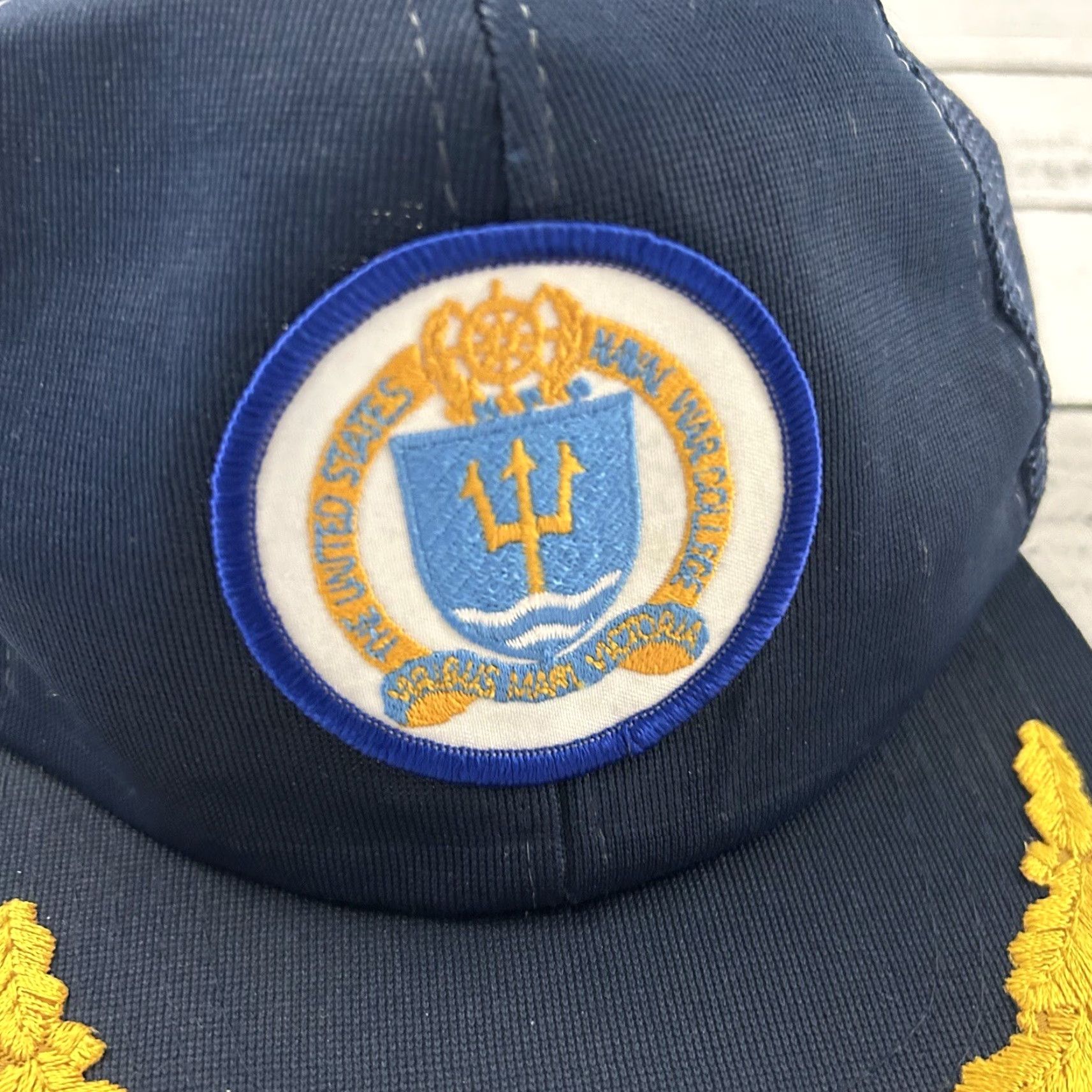 Vintage Vintage United States War College Adjustable Trucker Hat One Size Fits All Men's Black Trucker Hat Adjustable Cap College Theme Mens Size ONE SIZE - 2 Thumbnail