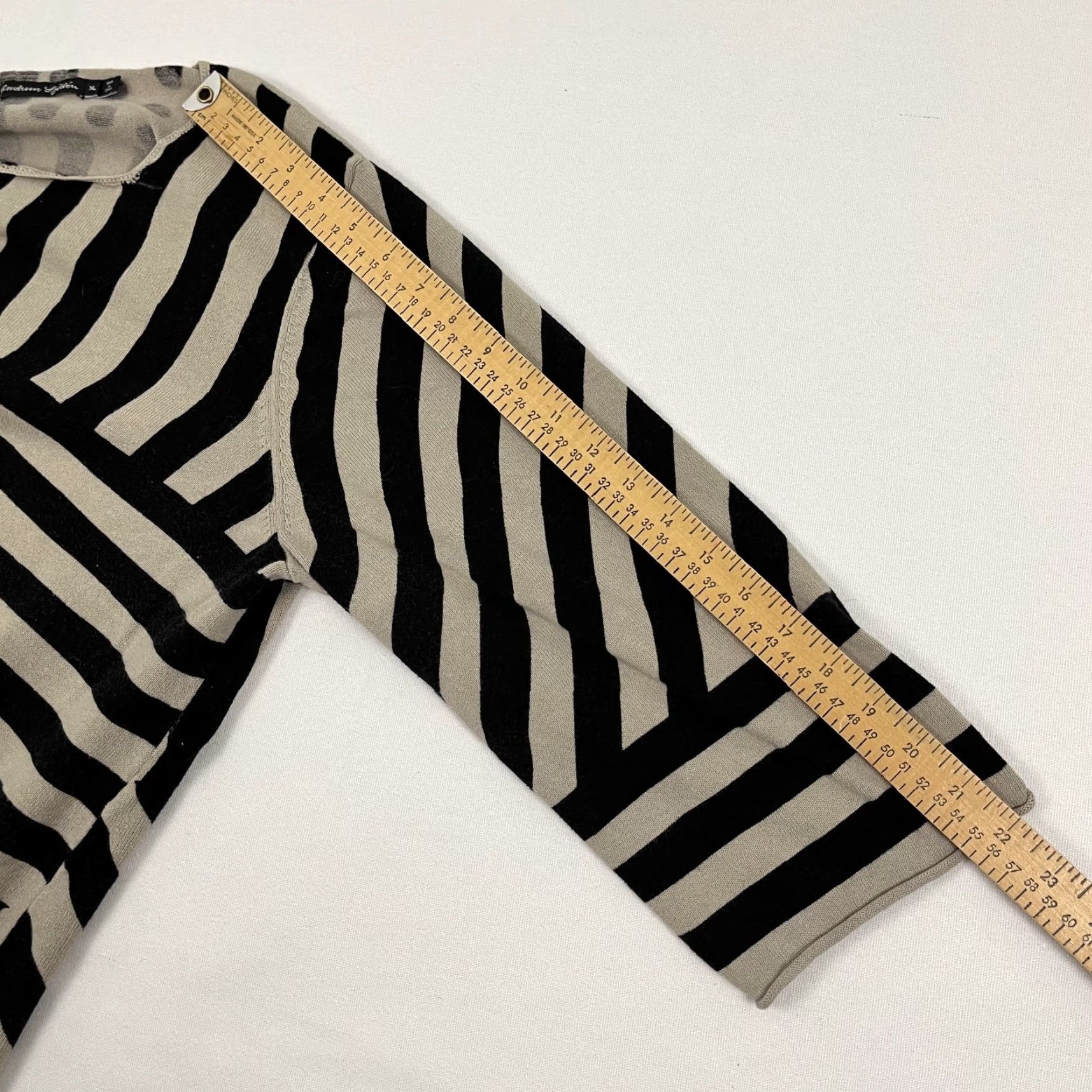 Vintage Gudrun Sjoden Sweater Womens XL Brown Black Stripe Abstract Artsy Organic Cotton Size XL / US 12-14 / IT 48-50 - 5 Thumbnail