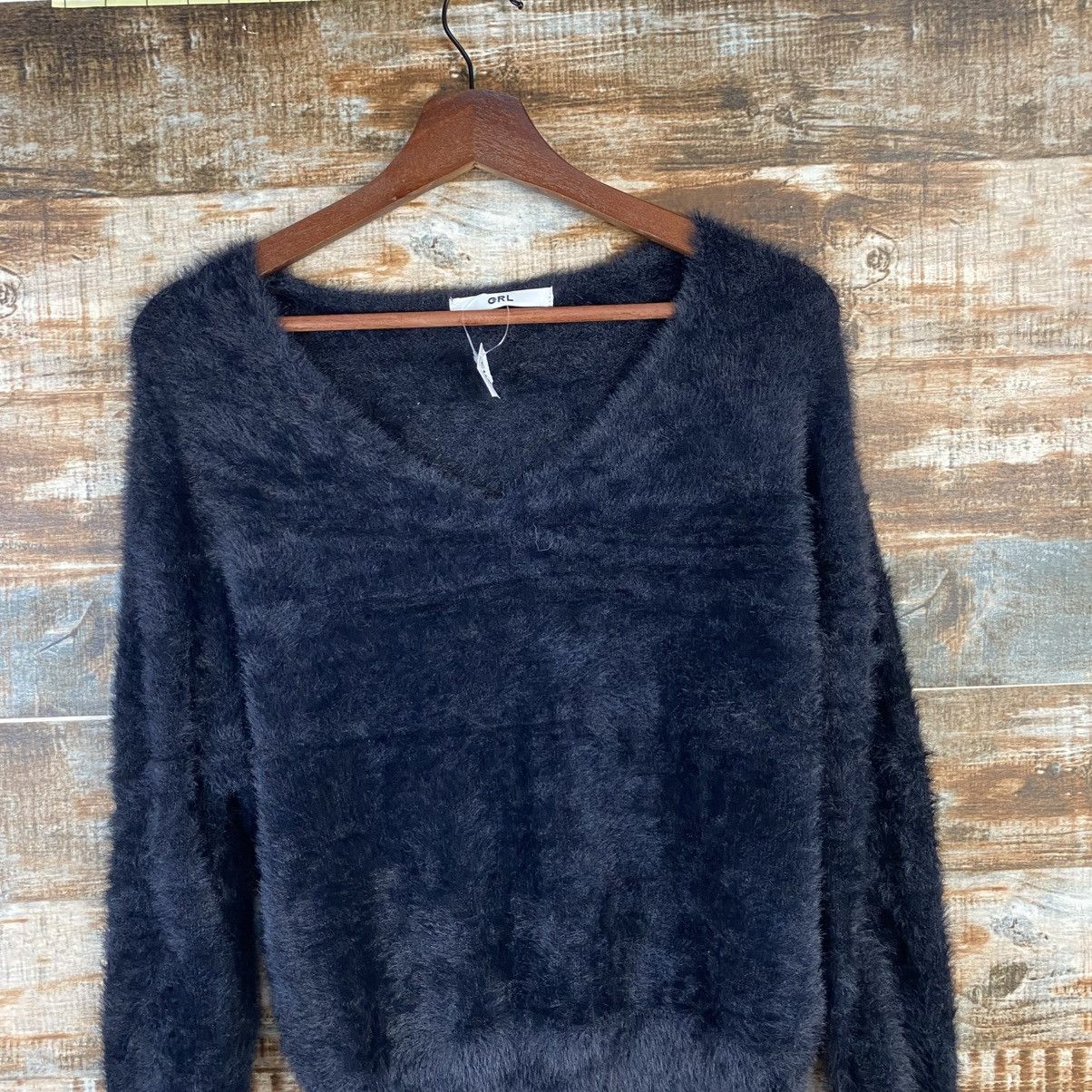 Japanese Brand DL GRL Black Fur shaggy Mohair Knitwear #C1100 Size S / US 4 / IT 40 - 2 Thumbnail