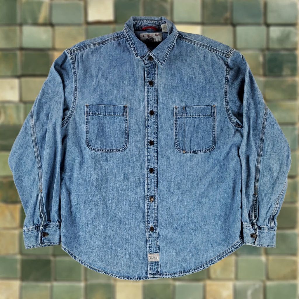 Levi's VINTAGE Levi's Shirt Denim Button Up Long Sleeve Metal Button Blue Mens L Size US L / EU 52-54 / 3 - 1 Thumbnail