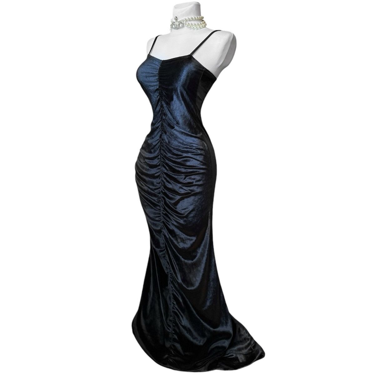 Vintage Vintage beautiful and elegant classic velvet maxi dress Size S / US 4 / IT 40 - 1 Thumbnail