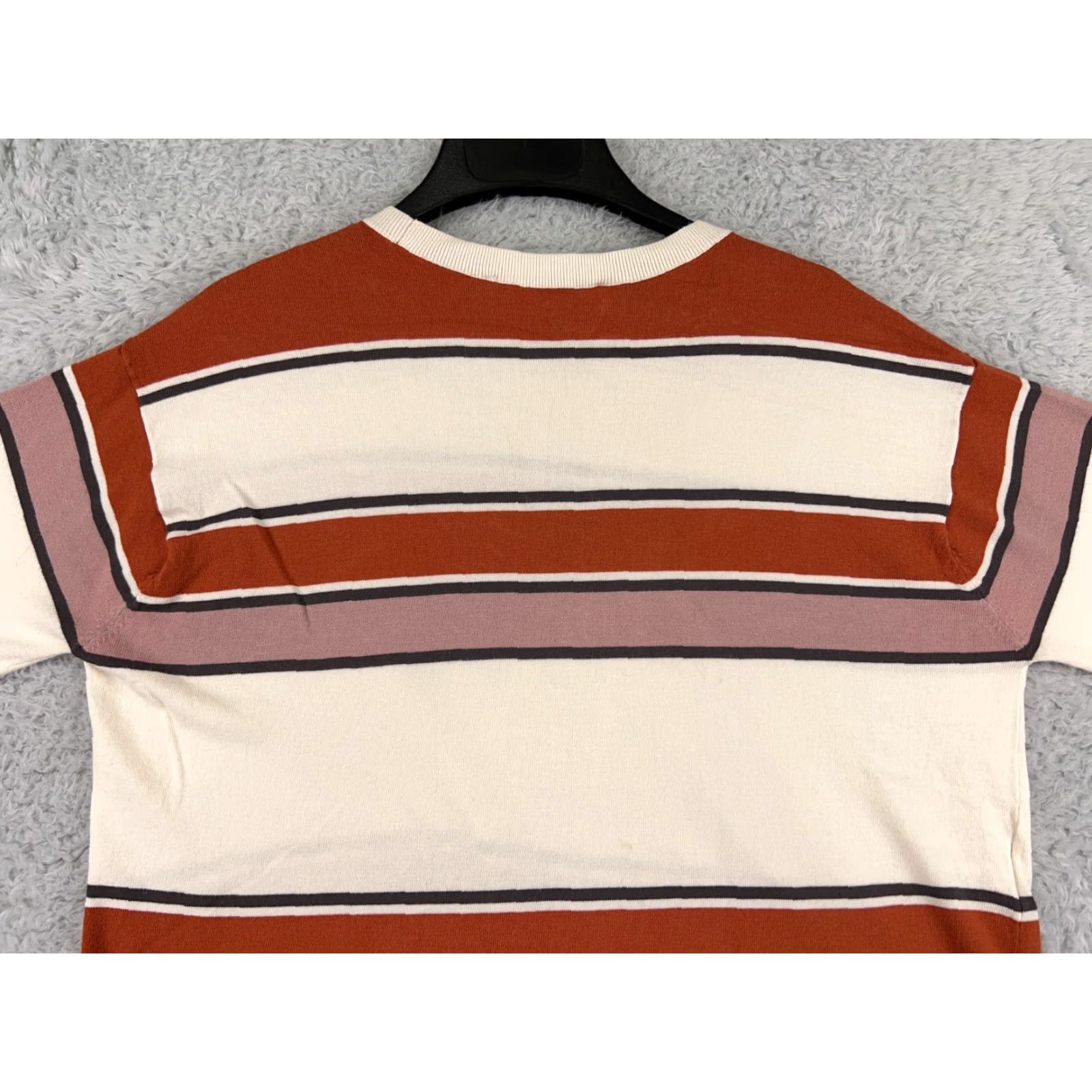 Ann Taylor Ann Taylor Loft Blouse Shirt Womens Medium M Beige Knit Rayon Blend Striped Pattern Fabric Type: Knit Size M / US 6-8 / IT 42-44 - 6 Thumbnail
