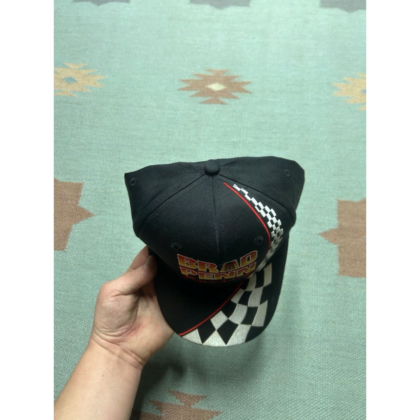 Penn VINTAGE Brad Penn racing oil checkered SnapBack hat cap Adjustable black Formula 1 NOS Men Mens Size ONE SIZE - 3 Thumbnail