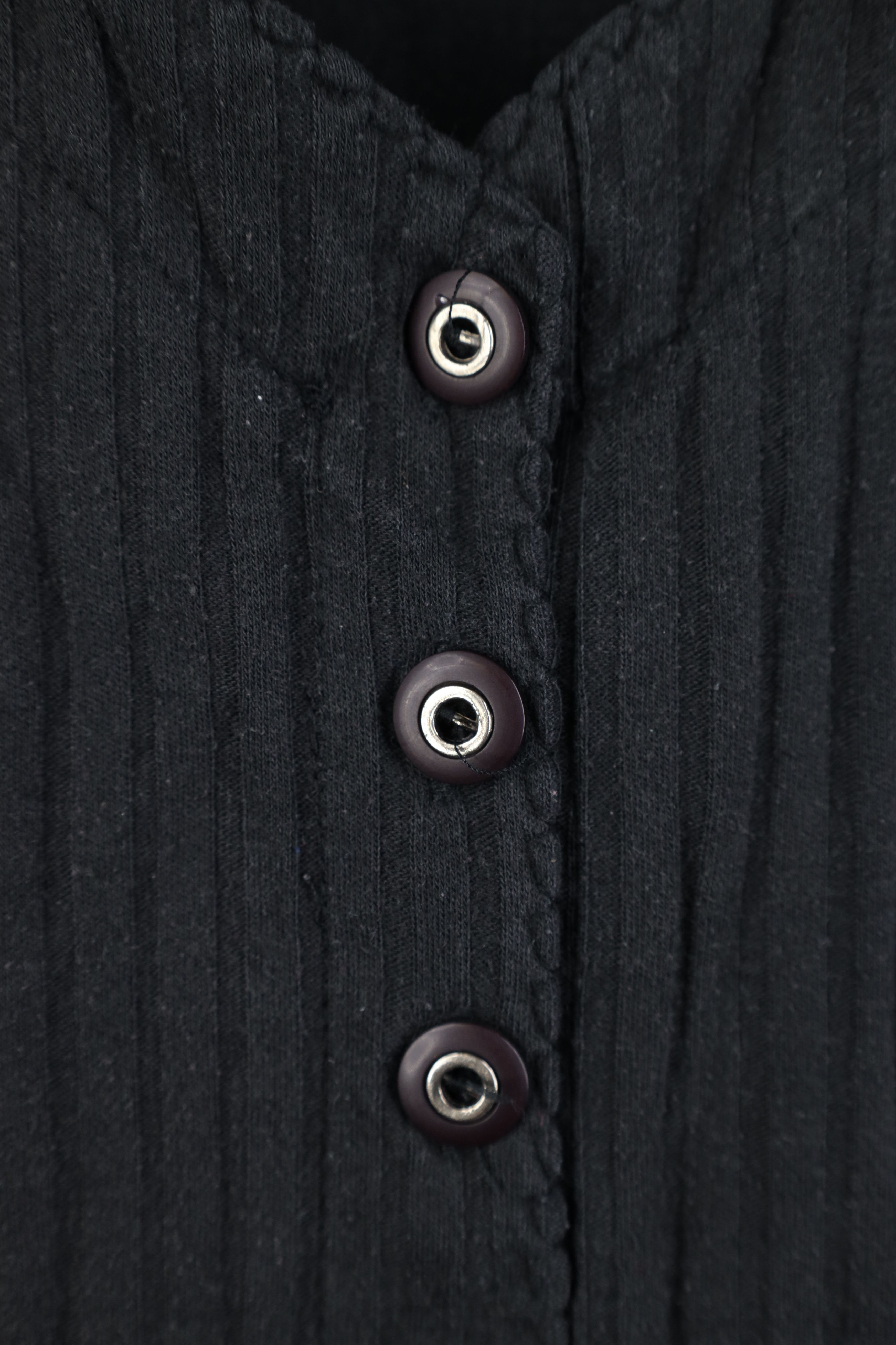 Vintage Vintage 90s Streetwear Ribbed Henley Tunic T-Shirt Black Size 3XL / US 20-22 - 4 Thumbnail