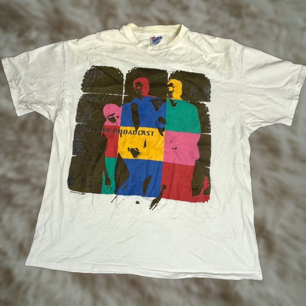Hanes VINTAGE U2 Zoo TV Band Tour T-Shirt XL White Double-Sided 1992 Hanes Mens XL White Tee Shirt Size US XL / EU 56 / 4 - 1 Thumbnail