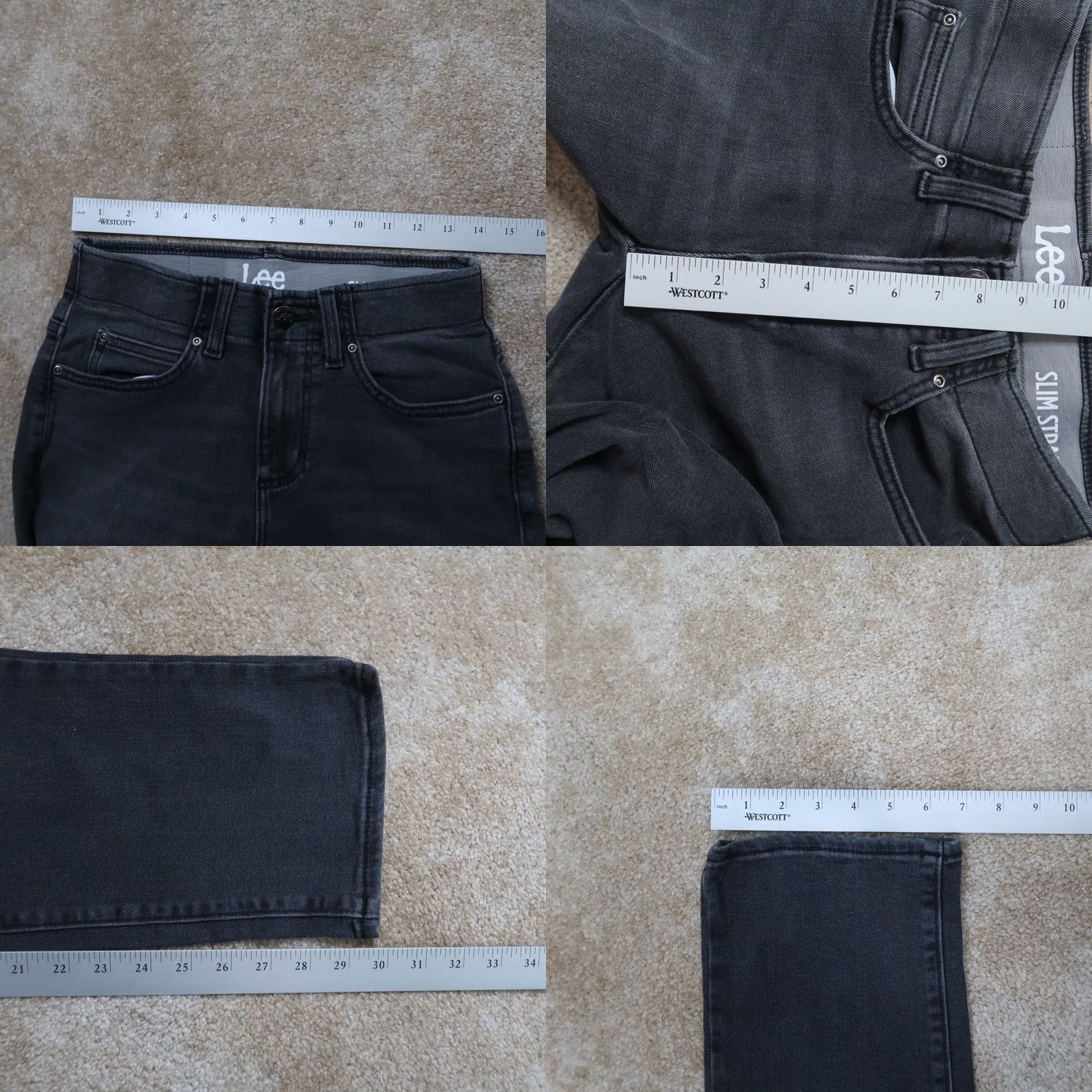 Lee Lee Slim Straight Jeans Men's 28x30 Black Denim Stretch Straight Jeans Mens Jeans 90s Vintage: No Size US 28 / EU 44 - 8 Thumbnail