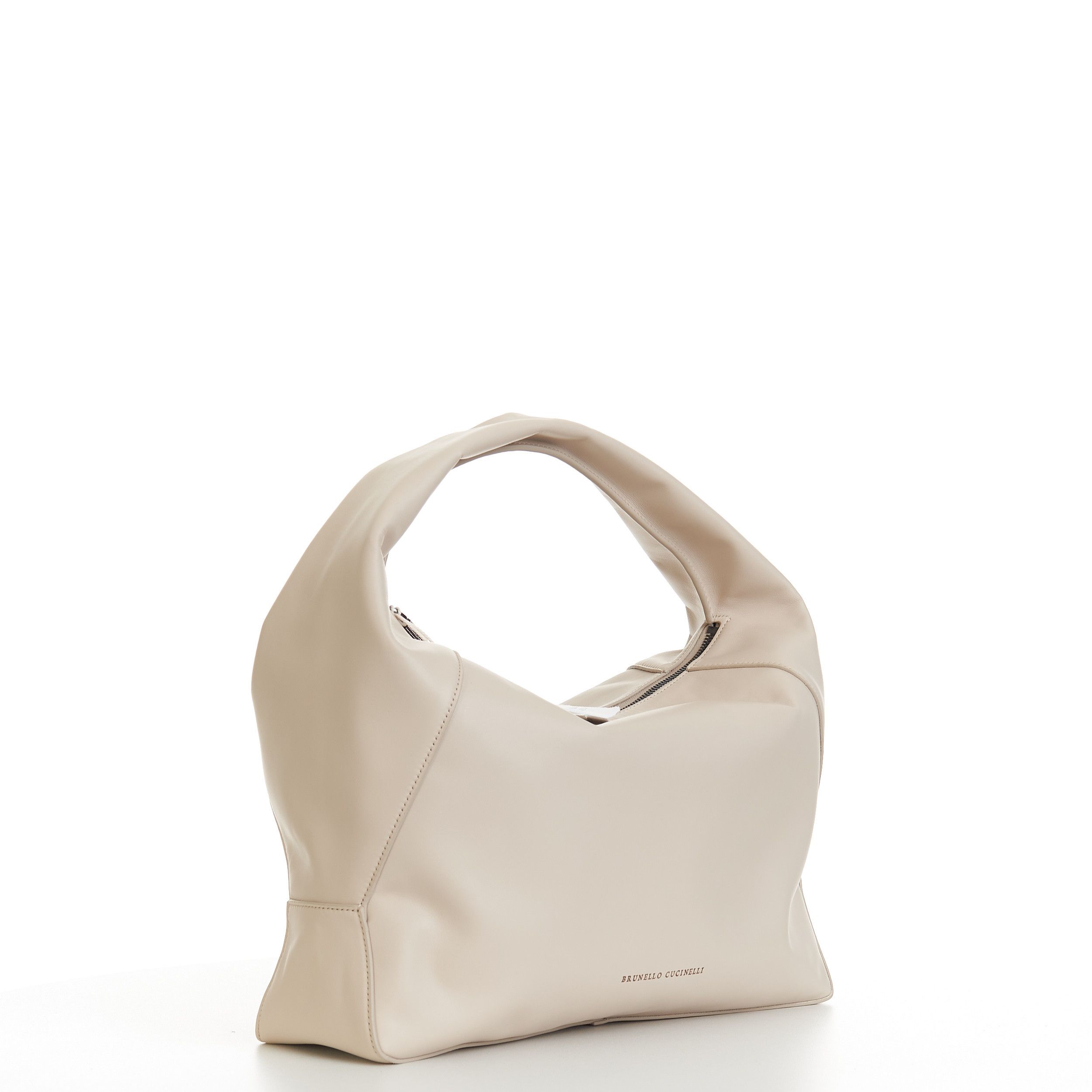 Brunello Cucinelli Hobo Bag In Brown Calfskin Leather Size ONE SIZE - 9 Thumbnail
