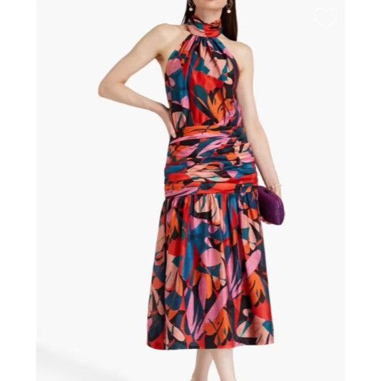 Other Rebecca Vallance Catalina Halter Neck Midi Dress sz 12 multi Size L / US 10 / IT 46 - 1 Thumbnail