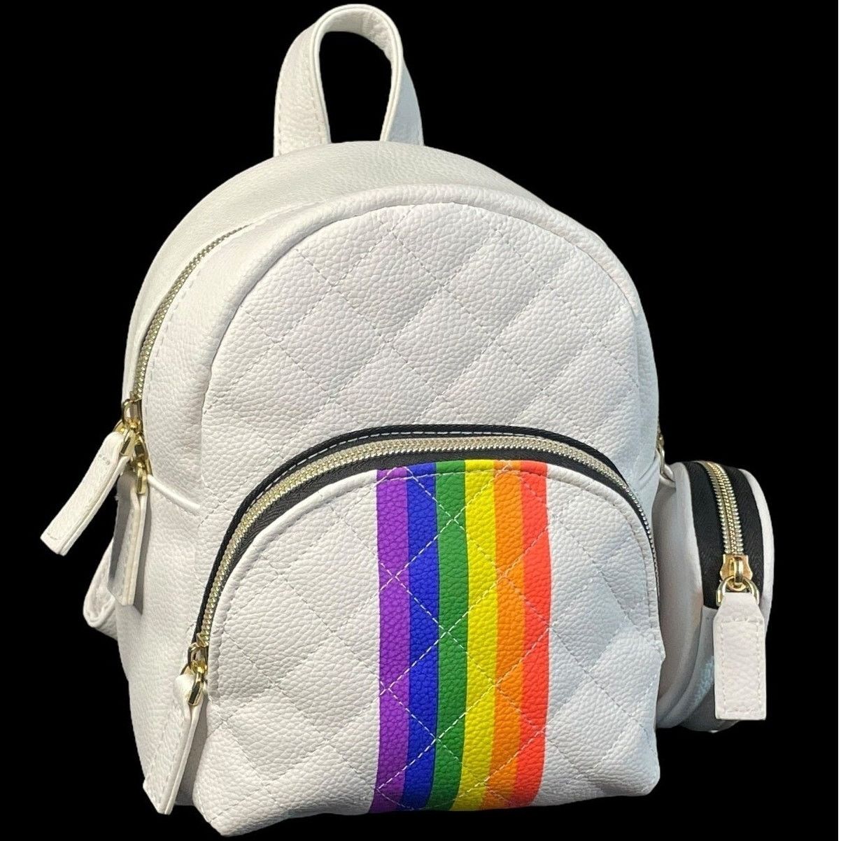 Other Claire's White Mini Backpack and Coin Purse with Rainbows Size ONE SIZE - 4 Thumbnail