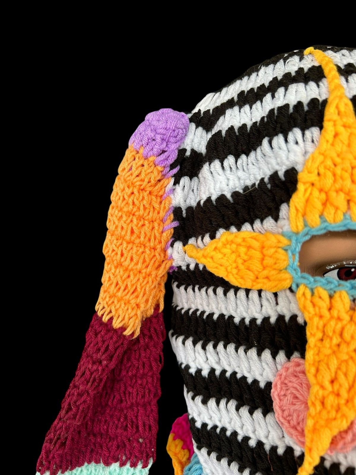 Japanese Brand × Kapital × Vintage Very Rare Crochet Knitted Handmade Balaclava Masked Stripe Size ONE SIZE - 8 Thumbnail