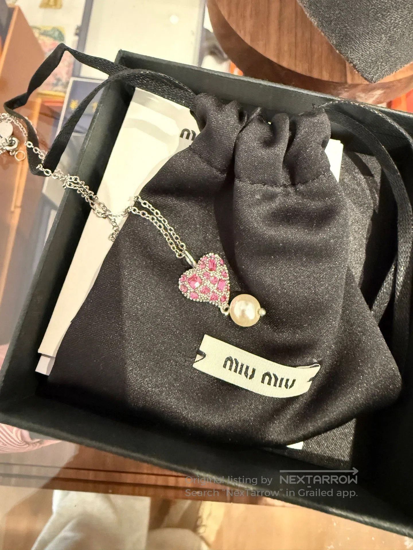 Miu Miu Miu Miu Heart Pearl Pendant Necklace. Size ONE SIZE - 3 Thumbnail