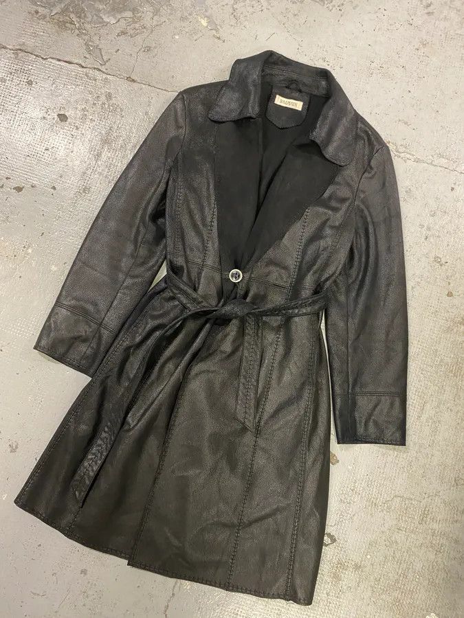 Balmain 2000s Balmain Black Faux Leather Trench Coat Size XS / US 0-2 / IT 36-38 - 3 Thumbnail