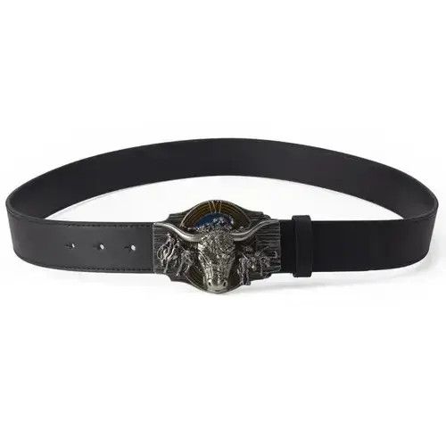 Designer PU Leather Skull Bull Horns Belt Size 44 - 3 Thumbnail