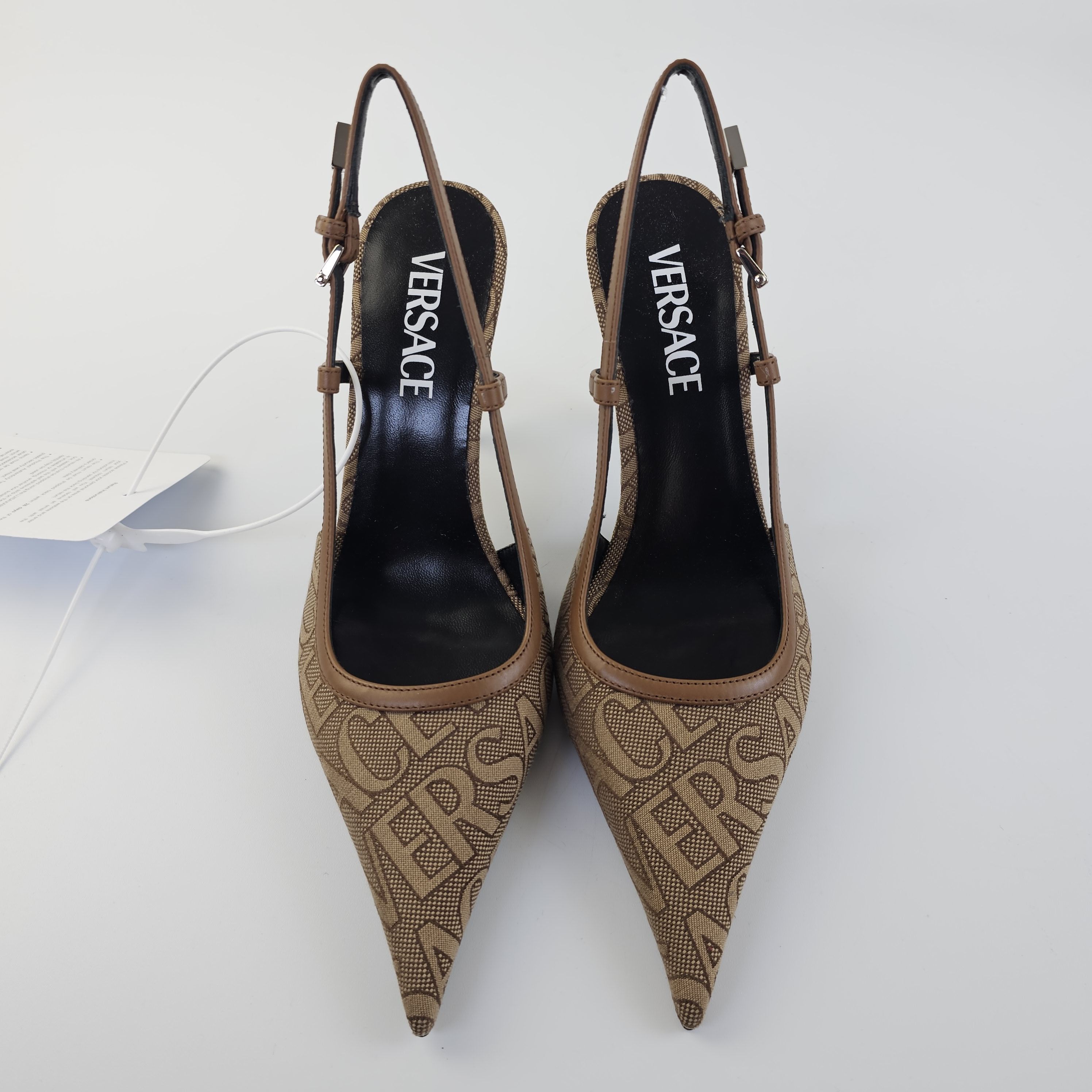 Versace Versace Greca 95mm Beige Slingback Pumps New Size US 5.5 / IT 35.5 - 6 Thumbnail