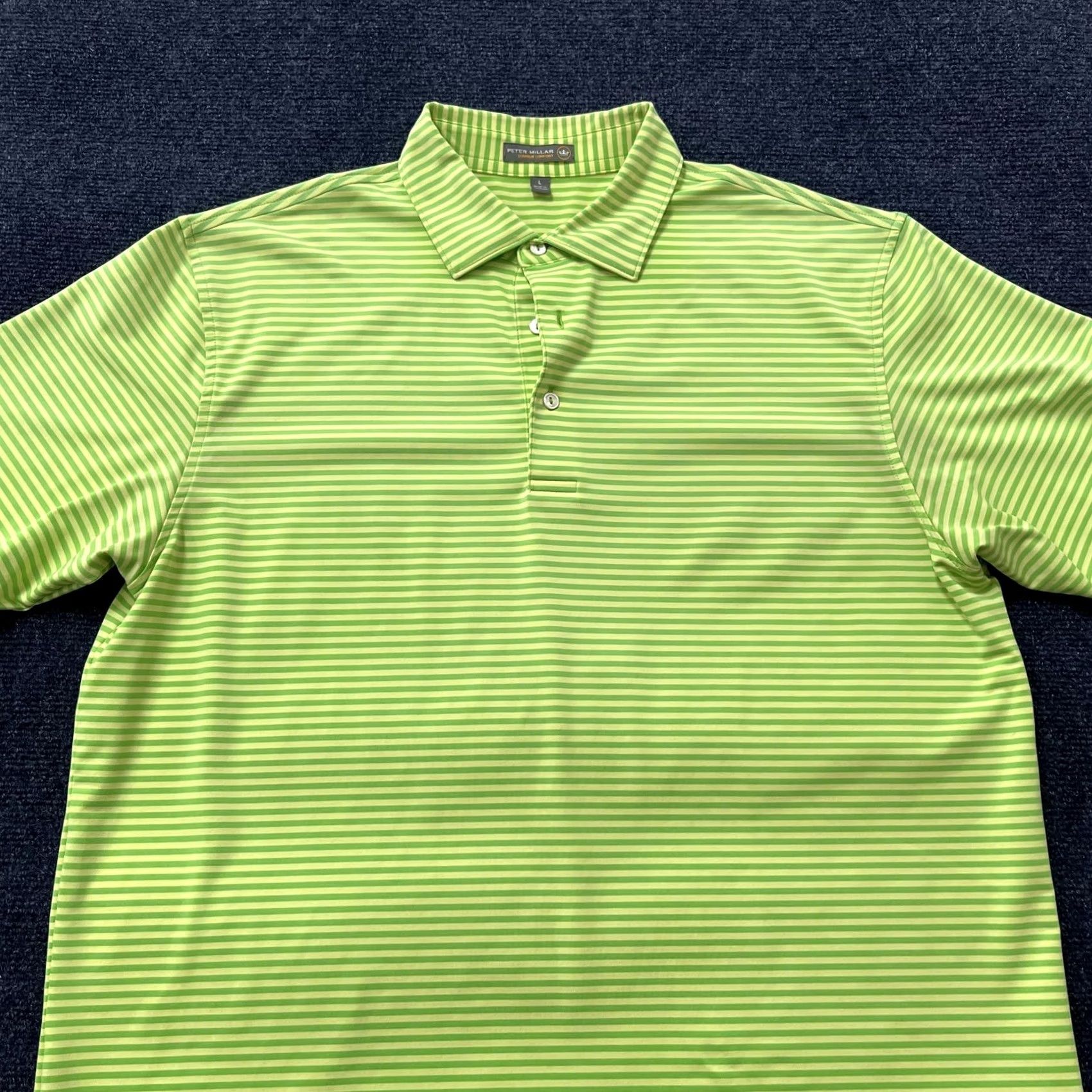 Peter Millar Peter Millar Summer Comfort Polo Shirt Mens Large Green Stripe Golf Short Sleeve Size US L / EU 52-54 / 3 - 2 Thumbnail