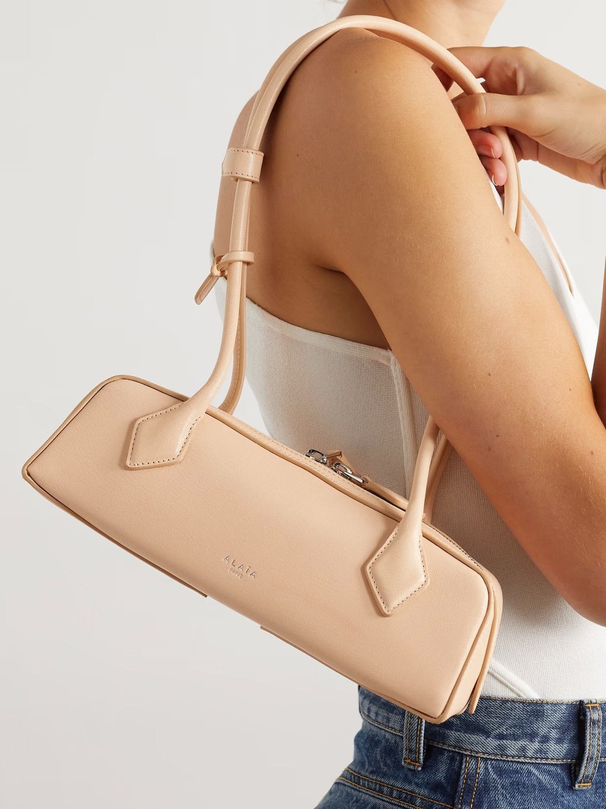 Alaia LE TECKEL MEDIUM BAG IN GOATSKIN - NUDE Size ONE SIZE - 1 Thumbnail