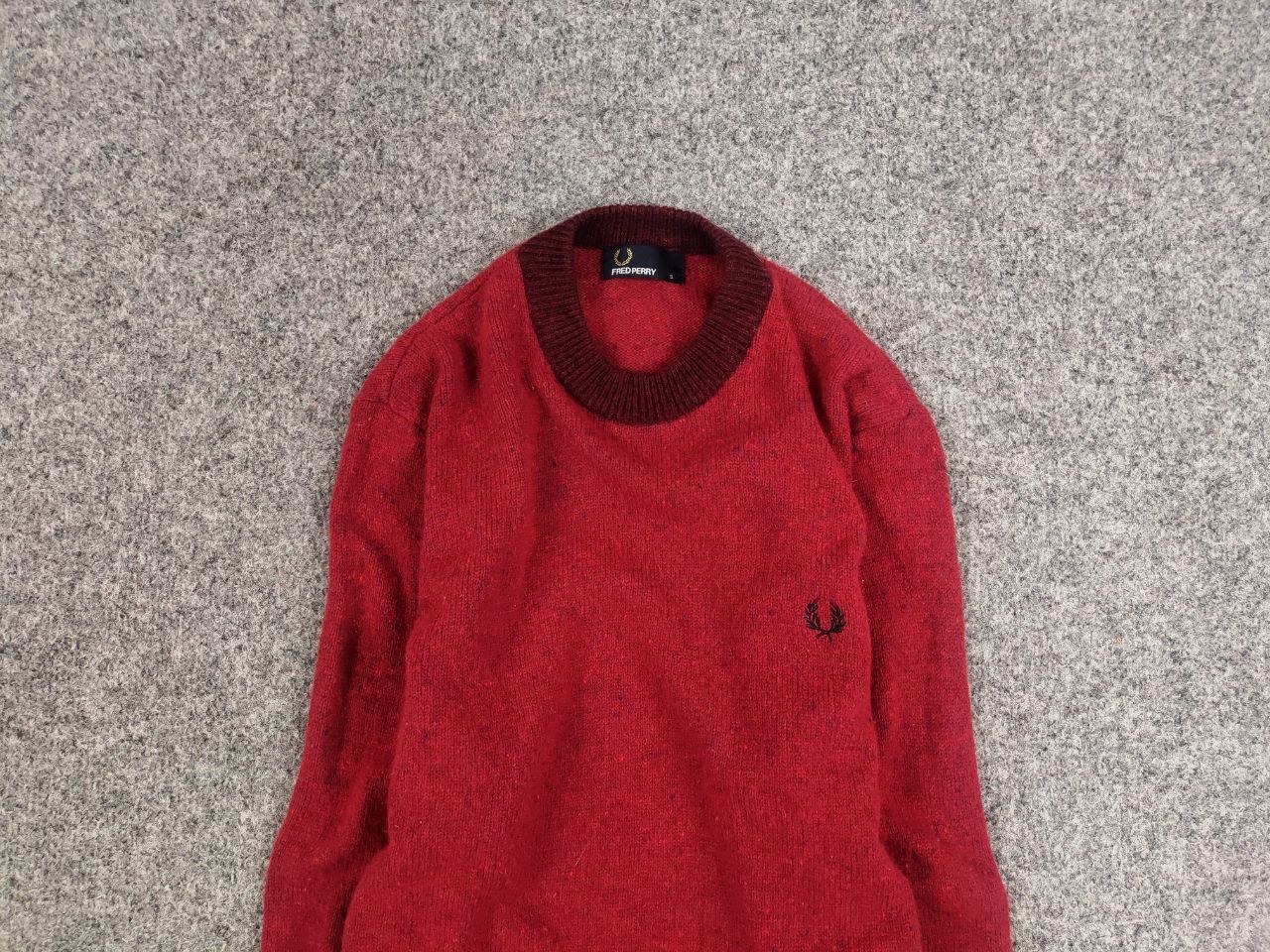 Fred Perry Fred Perry Design Classic Red Wool Crew Check Sweater Size US S / EU 44-46 / 1 - 8 Thumbnail
