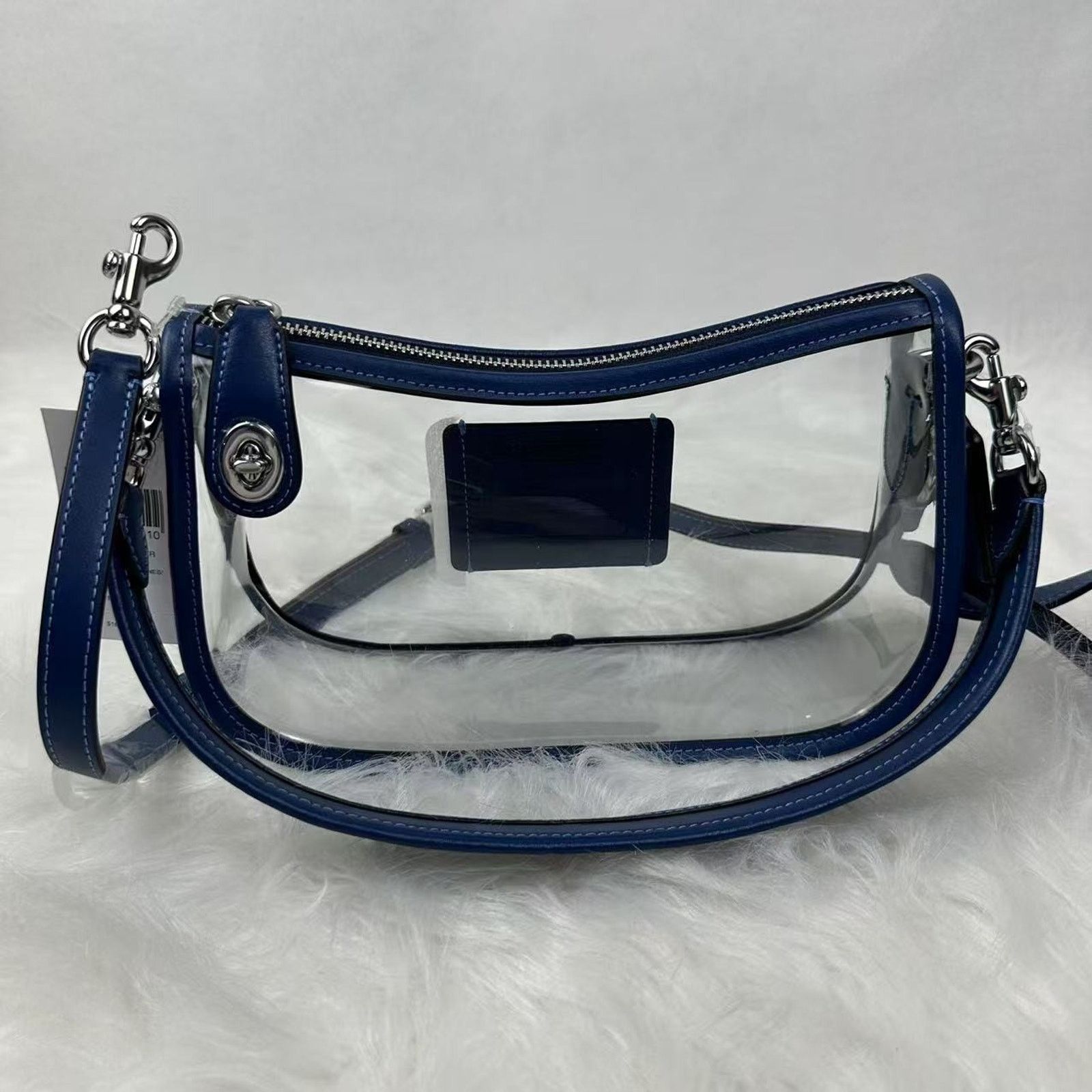 Coach Coach Stadium Swinger Clear PVC Dust CBH13 Silver/True Blue Size ONE SIZE - 7 Thumbnail